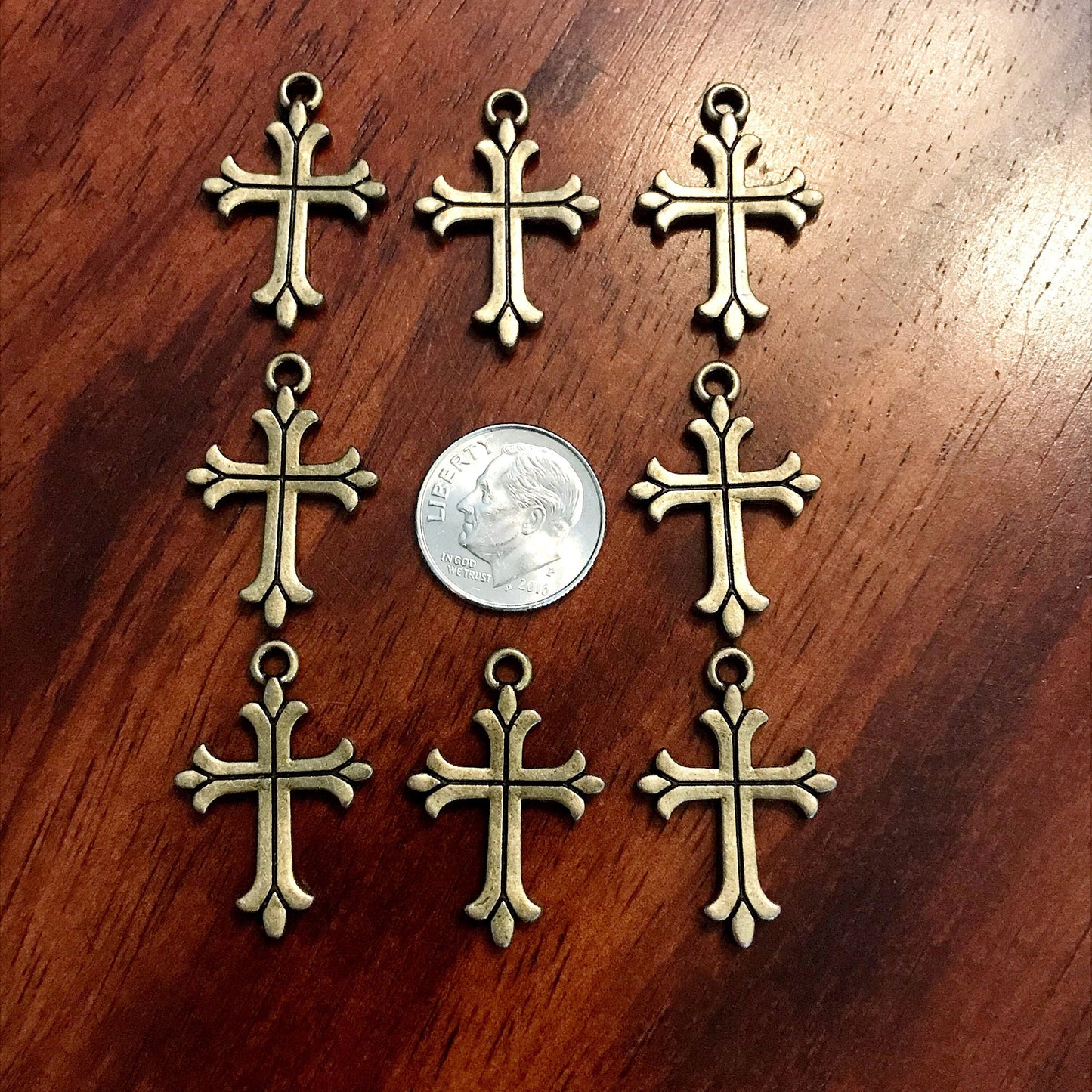 20pcs, Cross Charms, Antique Bronze Charms, Fancy Cross Charms, Bronze Cross, Double Sided Cross, Findings, Craft and Jewelry Supplies