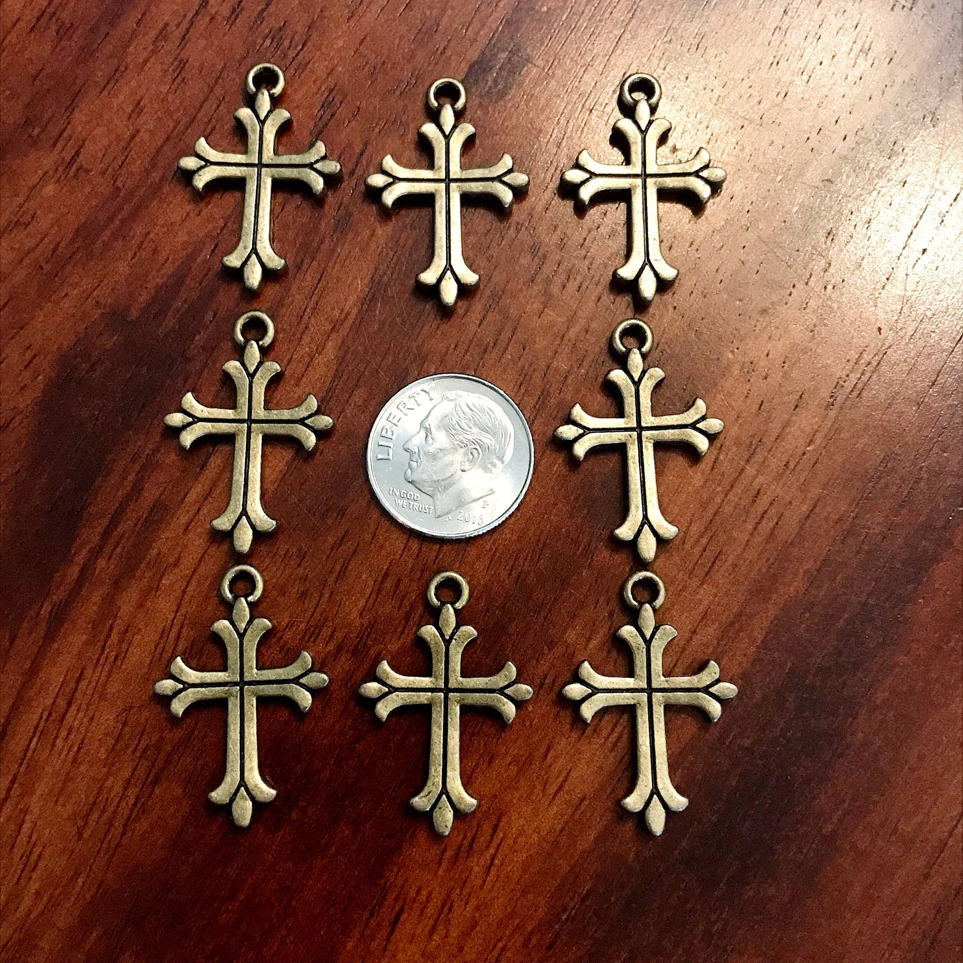 20pcs, Cross Charms, Antique Bronze Charms, Fancy Cross Charms, Bronze Cross, Double Sided Cross, Findings, Craft and Jewelry Supplies