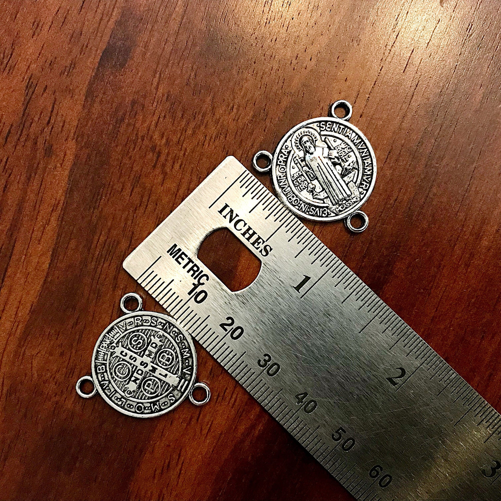 8pcs, St Benedict Connector Charms, 3 Loop Rosary Connectors, Saint Benedict Charms, Rosary Centers, St Benedict Medals, Catholic Charms