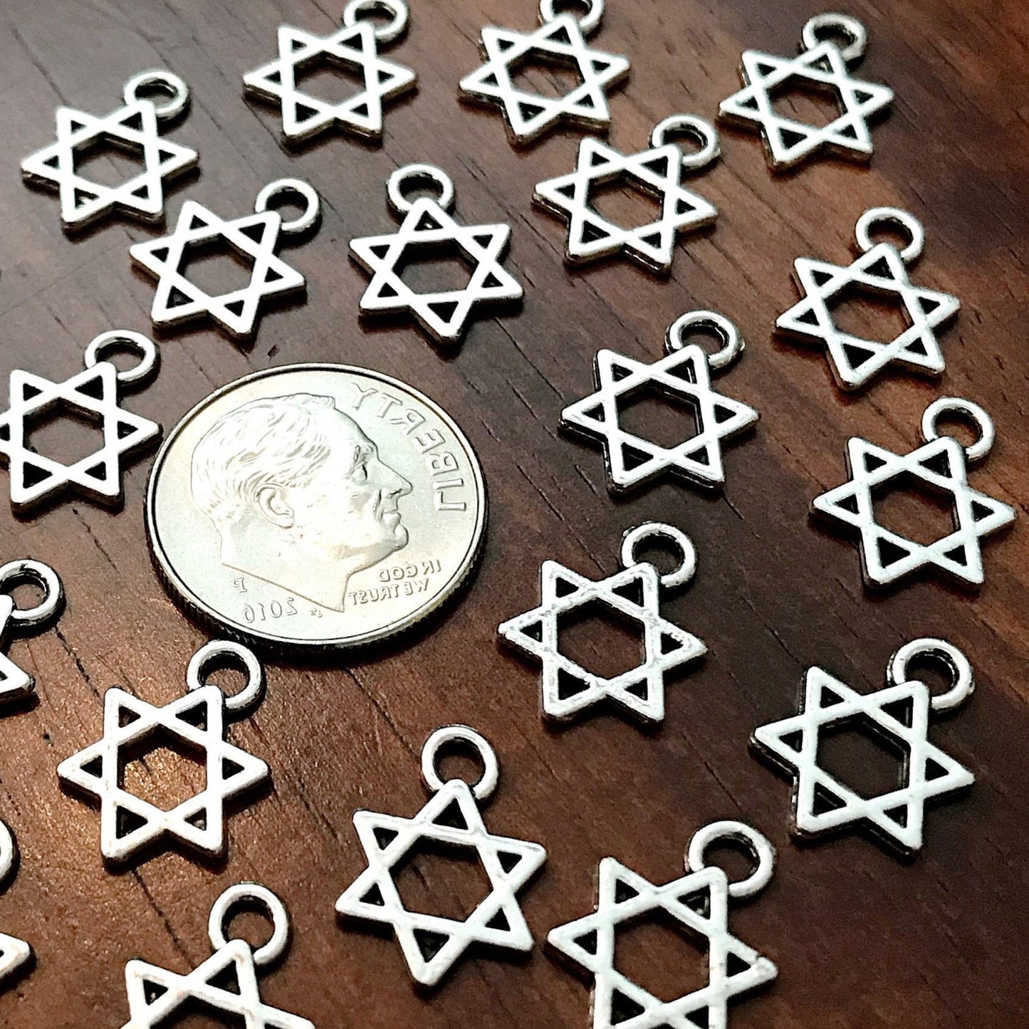 50pcs, Star of David Charms, Tiny Star of David Charms, Hexagram Charms, 6 Point Star Charms, Jewish Star Charms, Hexagram Charms, Findings