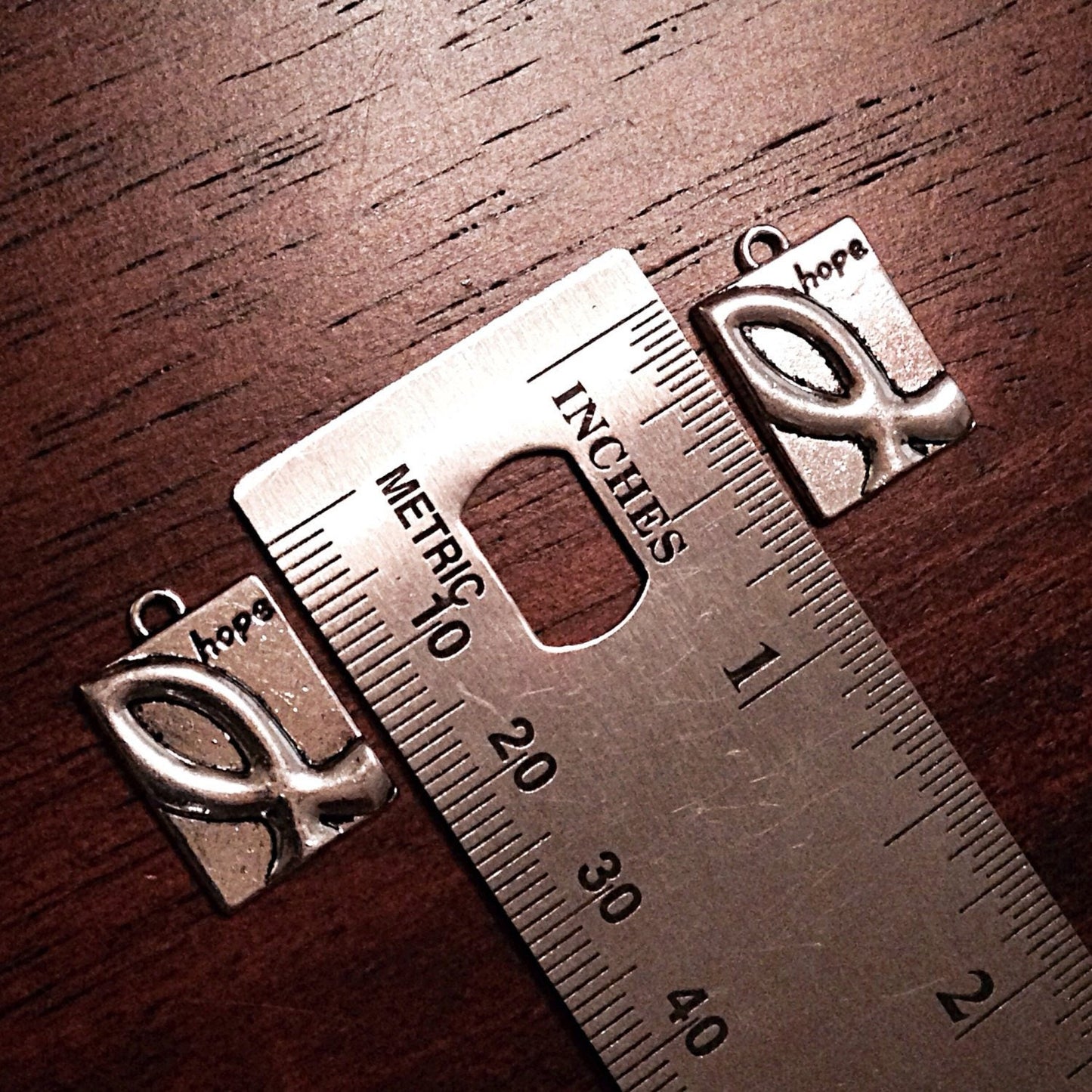 20 Hope Ribbon Charms, Antique Silver Charms, Fish Charms, Cancer Awareness Charms, Hope Charms, Findings, Jewelry and Craft Supplies