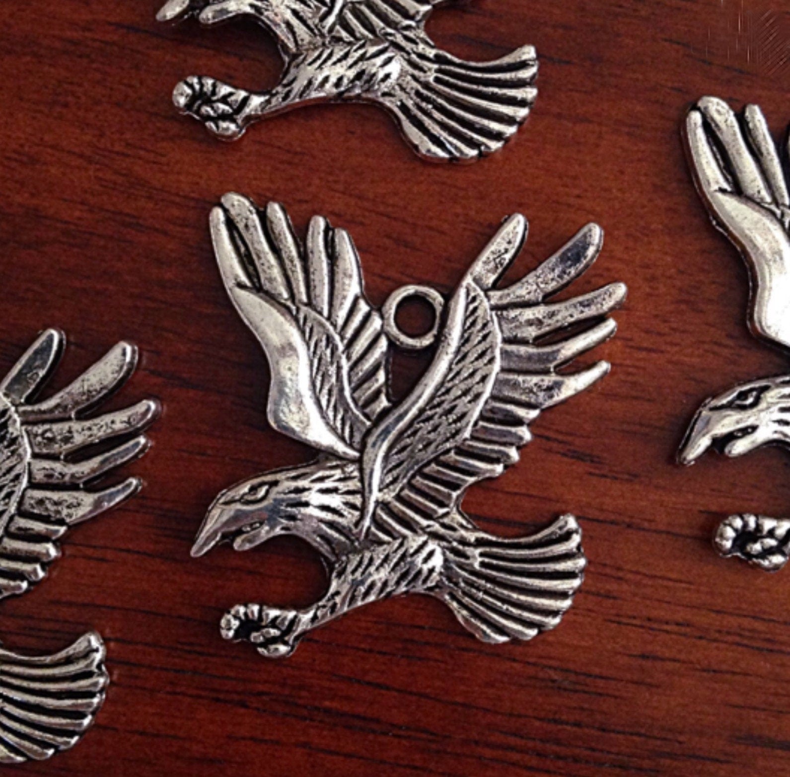 7pcs, Eagle Charms, Eagle Pendants, Antique Silver Charms, American Eagle Charms, Bald Eagle Charm, Bird Charms, Hawk Charms, Findings