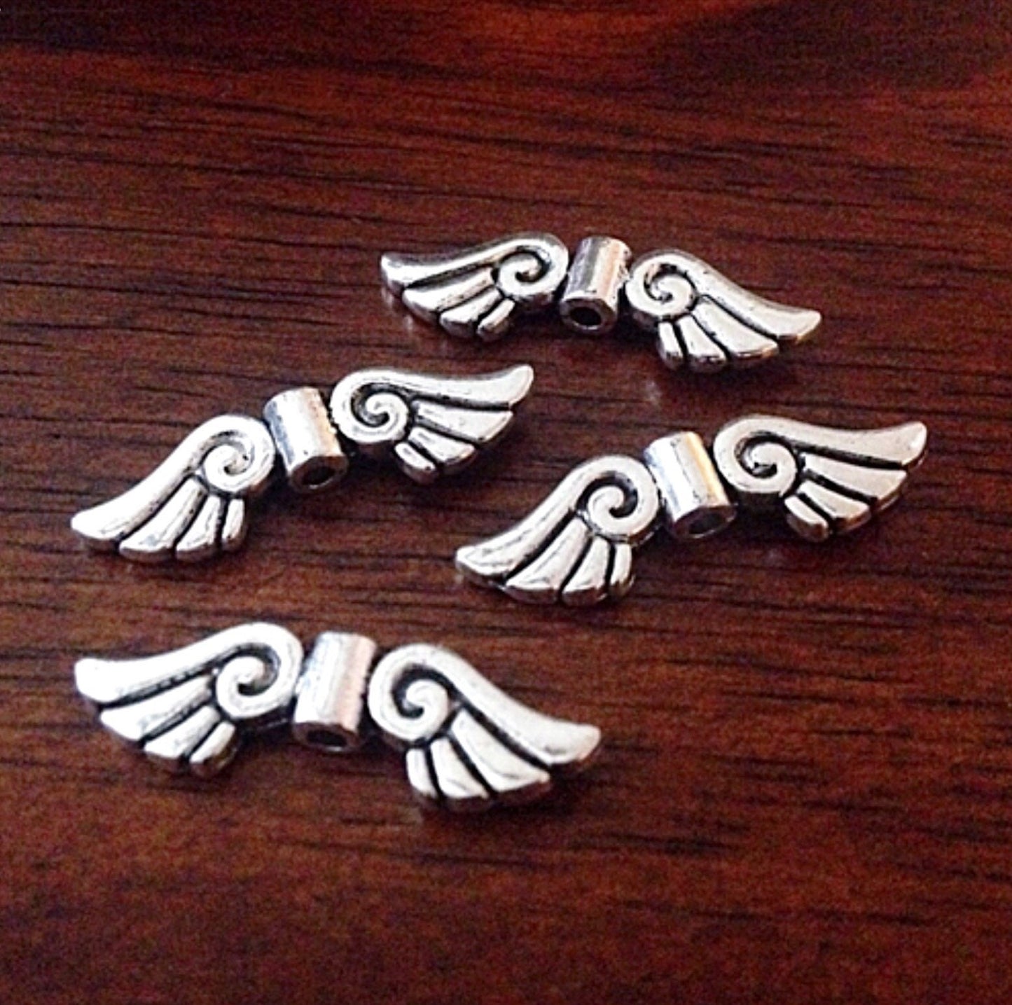 Bulk 20 Angel Wing Charms, Antique Silver Charms, Silver Wing Charms, Spacer Charms, Spacer Wings, Connector Charm, Double Sided, Findings