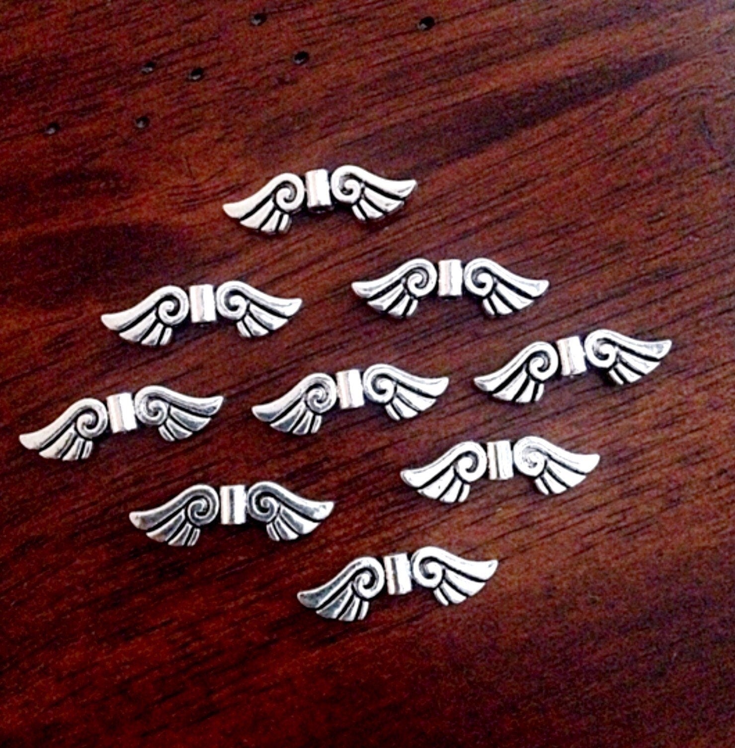 Bulk 20 Angel Wing Charms, Antique Silver Charms, Silver Wing Charms, Spacer Charms, Spacer Wings, Connector Charm, Double Sided, Findings