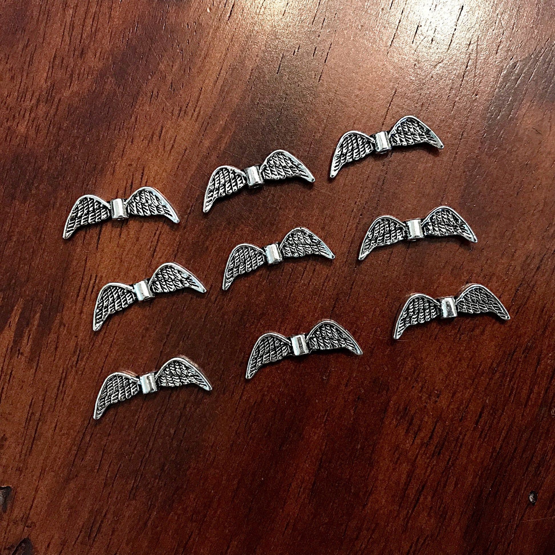 25pcs, Angel Wing Charms, Antique Silver Charms, Silver Wing Charms, Spacer Charms, Spacer Wings, Connector Charm, Double Sided, Findings