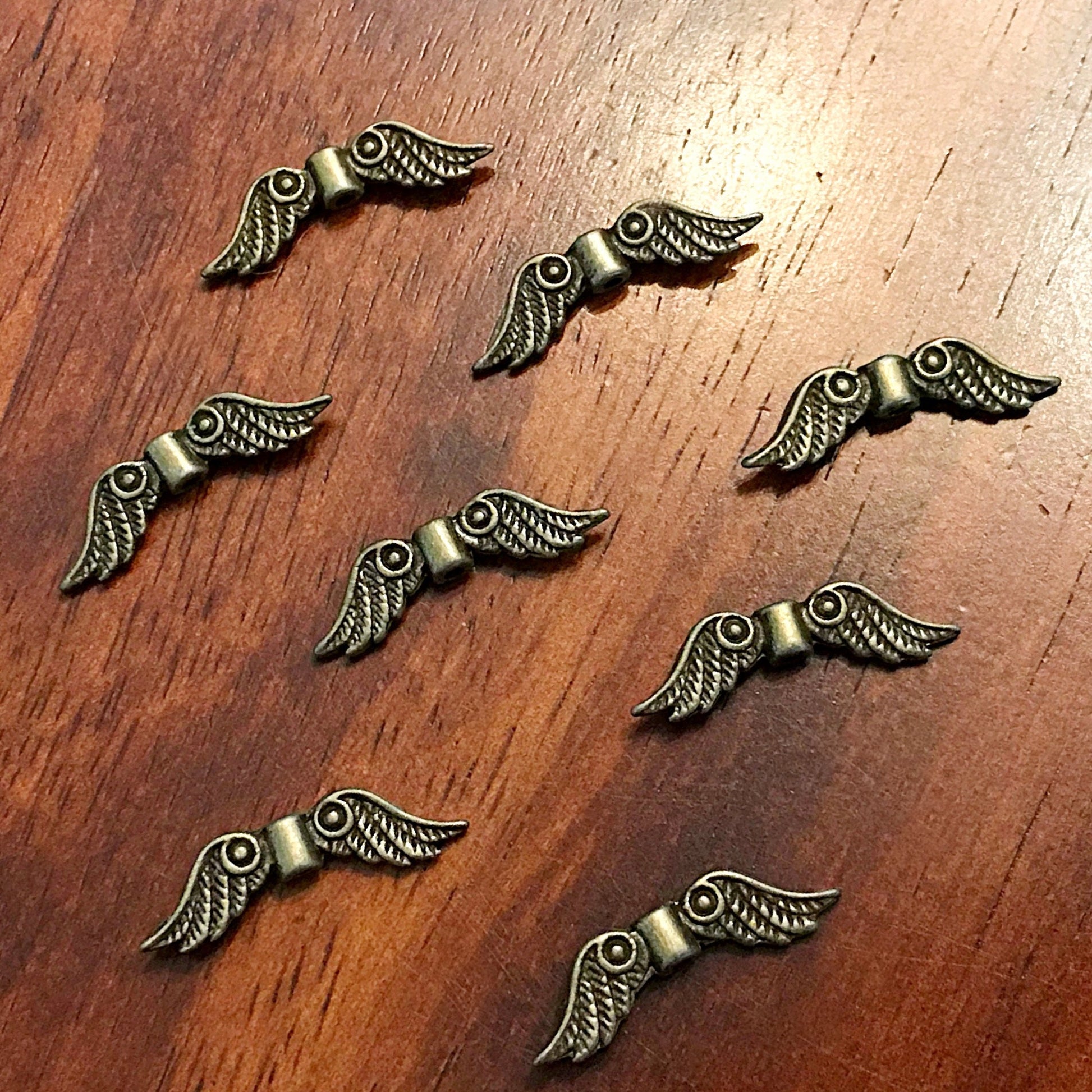 Bulk 25 Spacer Wing Charms, Angel Wing Charms, Antique Bronze Charms, Connector Charms, Spacer Beads, Bronze Connector Wing Charms, Findings