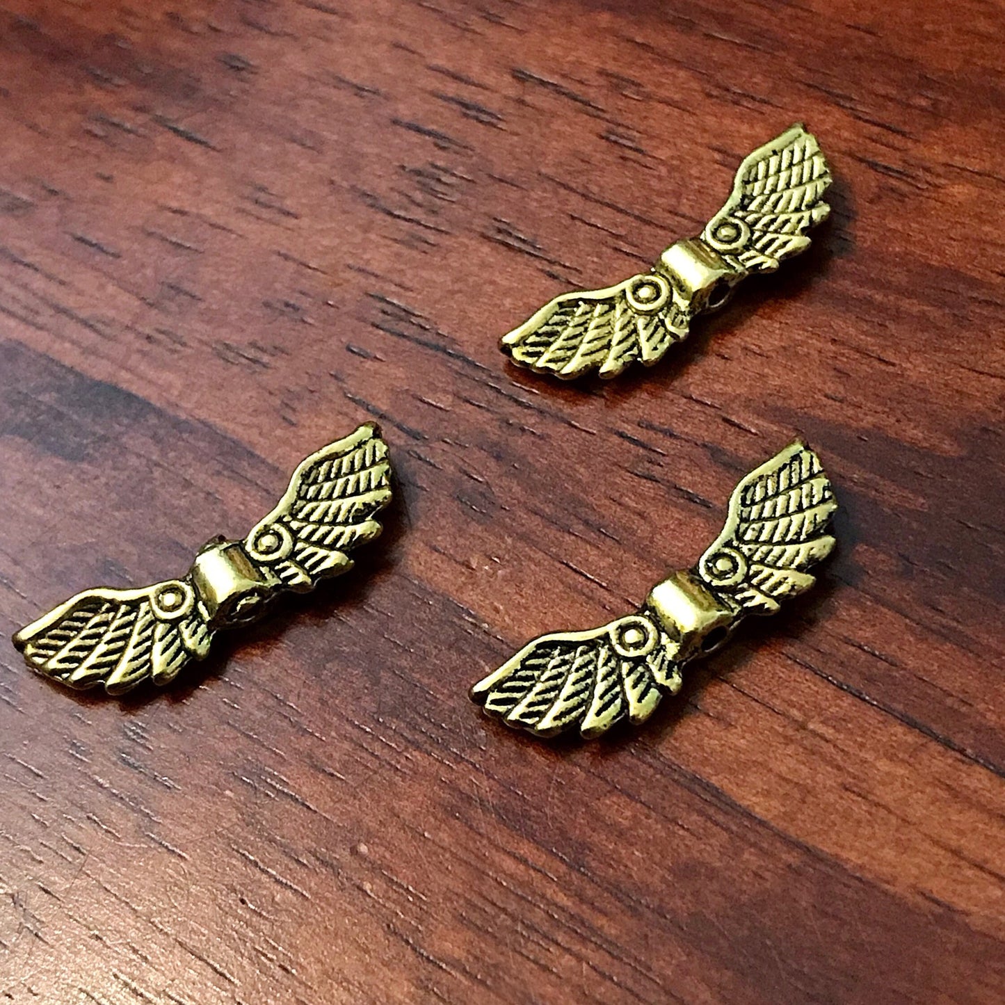 25pcs, Spacer Charms, Angel Wing Charms, Gold Tone Spacer Charms, Spacer Beads, Wing Connector Charms, Double Sided, Findings