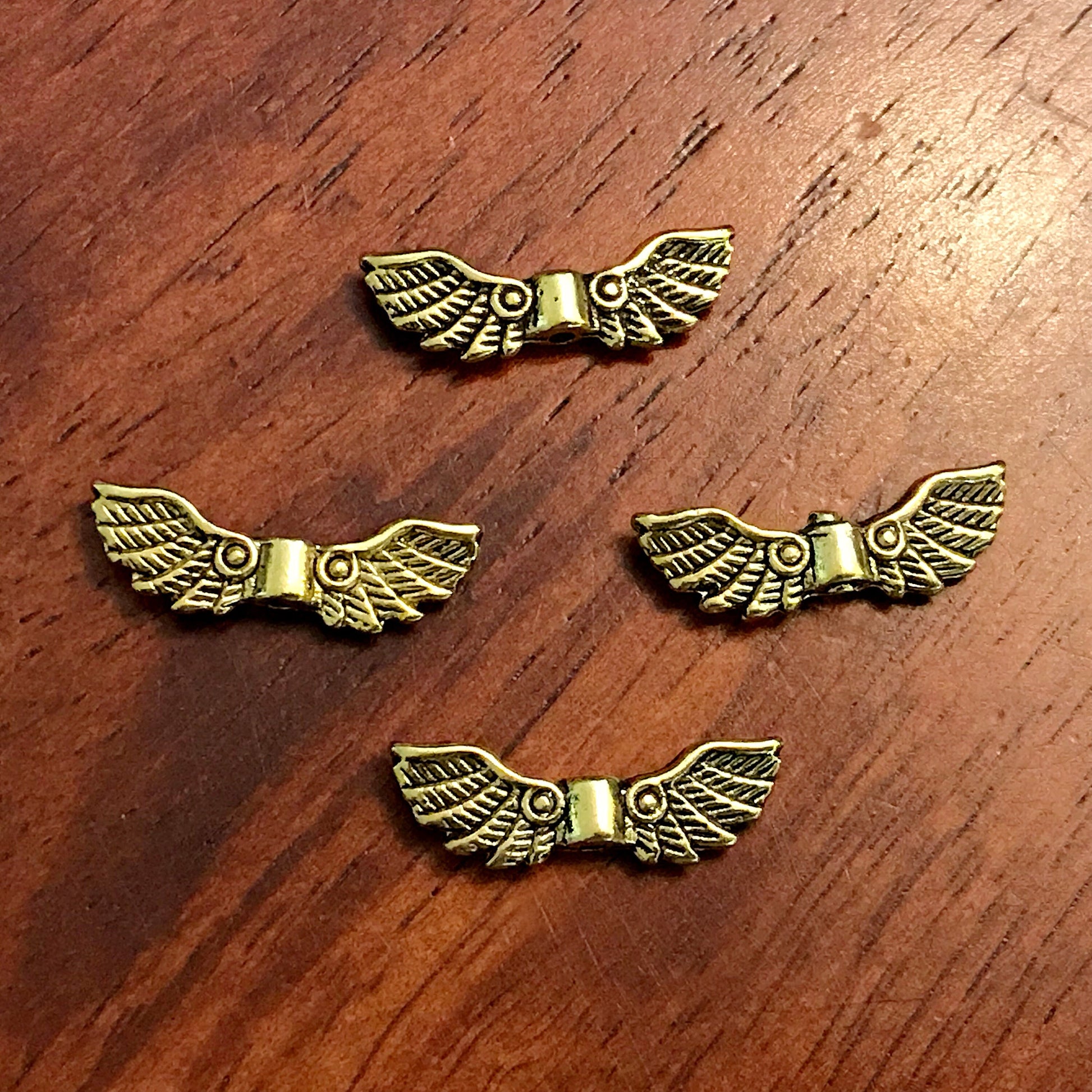 25pcs, Spacer Charms, Angel Wing Charms, Gold Tone Spacer Charms, Spacer Beads, Wing Connector Charms, Double Sided, Findings