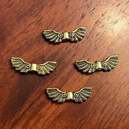 25pcs, Spacer Charms, Angel Wing Charms, Gold Tone Spacer Charms, Spacer Beads, Wing Connector Charms, Double Sided, Findings