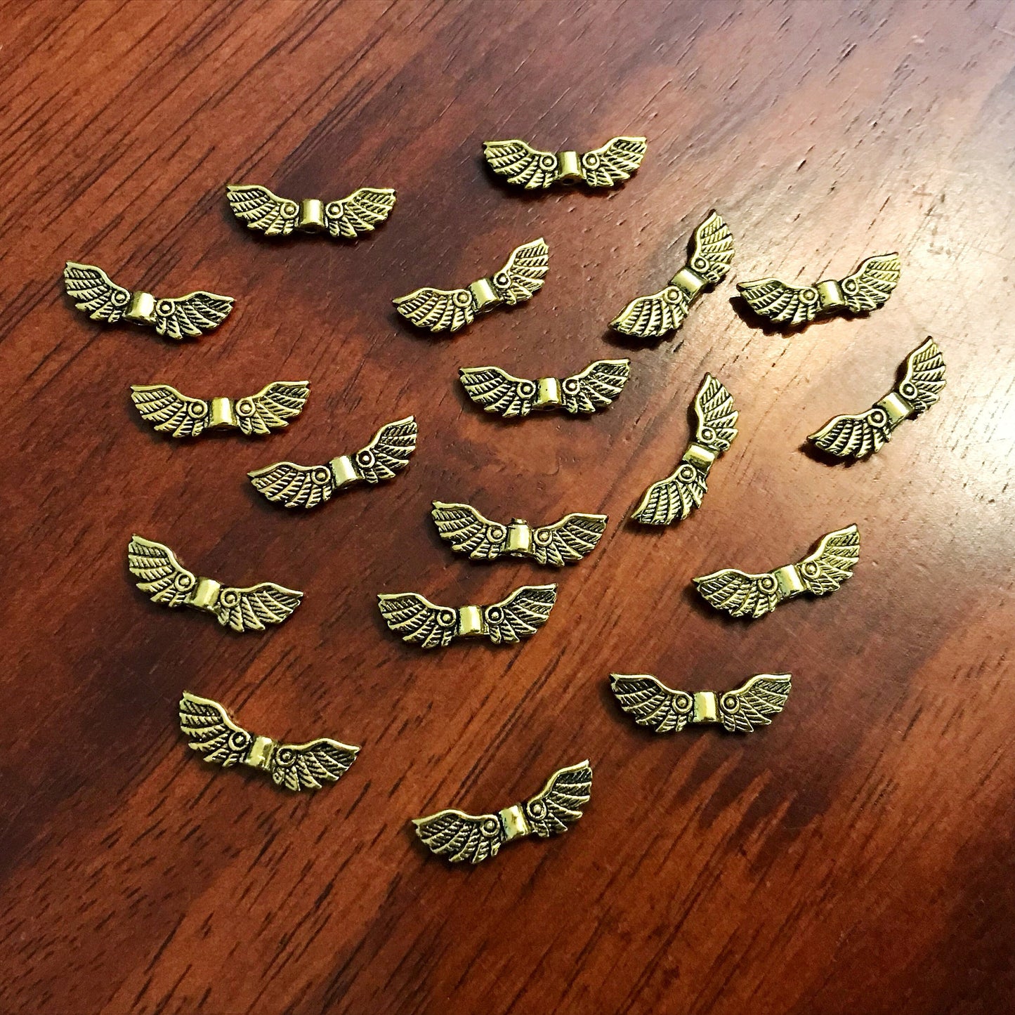 25pcs, Spacer Charms, Angel Wing Charms, Gold Tone Spacer Charms, Spacer Beads, Wing Connector Charms, Double Sided, Findings