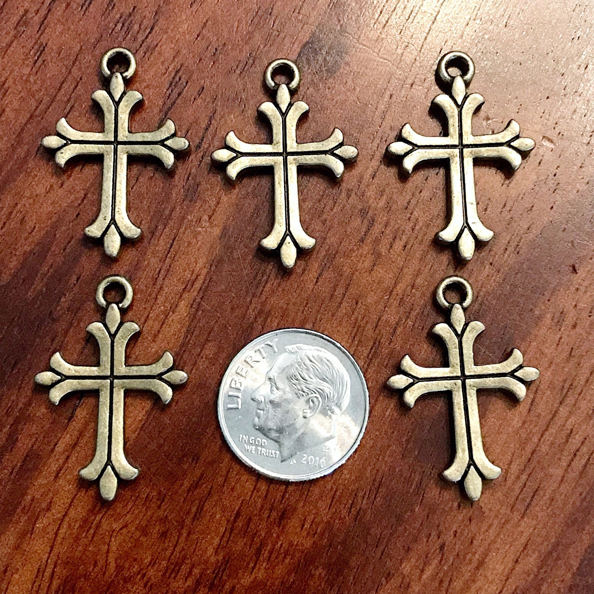 20pcs, Cross Charms, Antique Bronze Charms, Fancy Cross Charms, Bronze Cross, Double Sided Cross, Findings, Craft and Jewelry Supplies