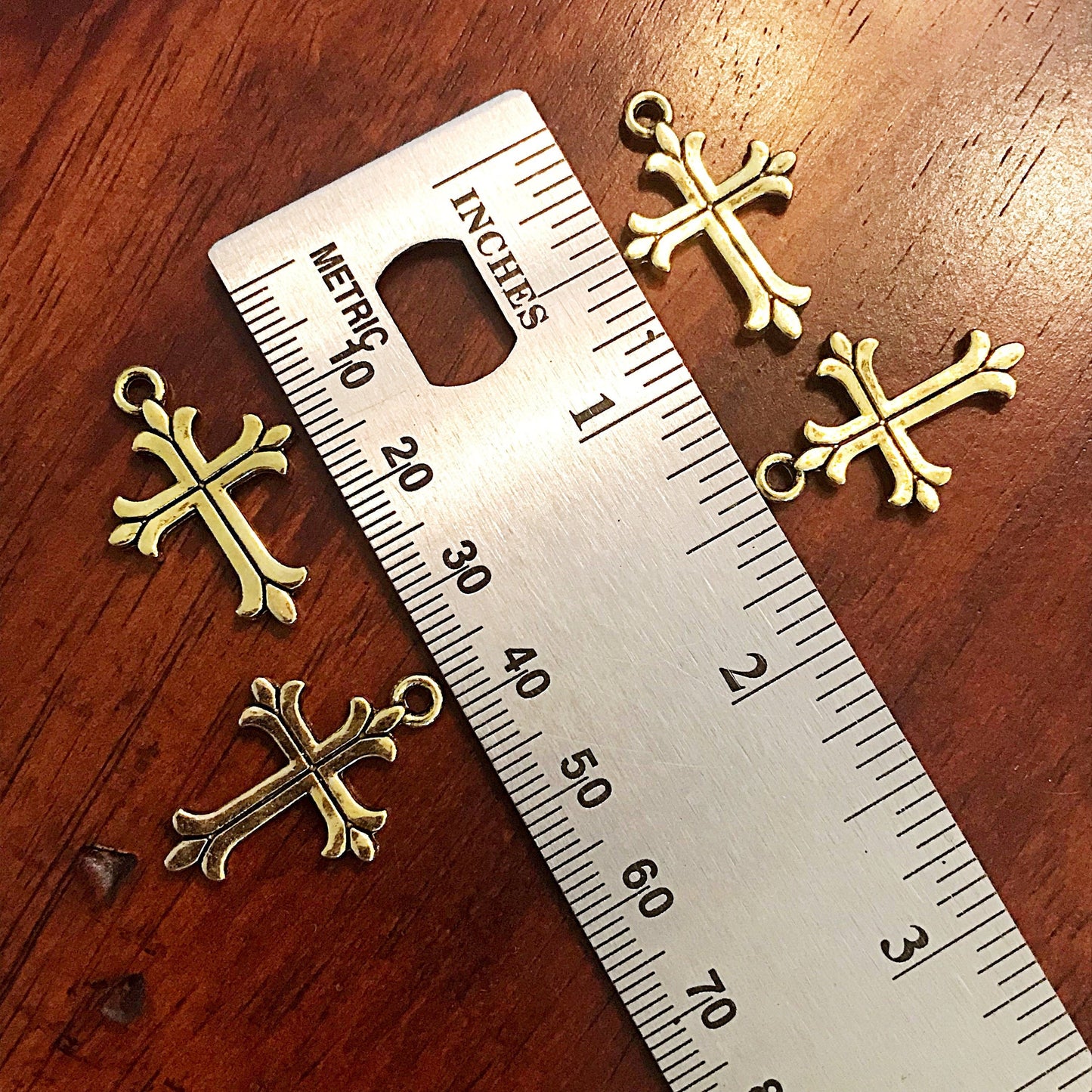 20pcs, Gold Cross Charms, Antique Gold Charms, Beautiful Cross Charms, Cross Pendants, Fancy Cross Charms, 2 Sided Cross Charms, Findings
