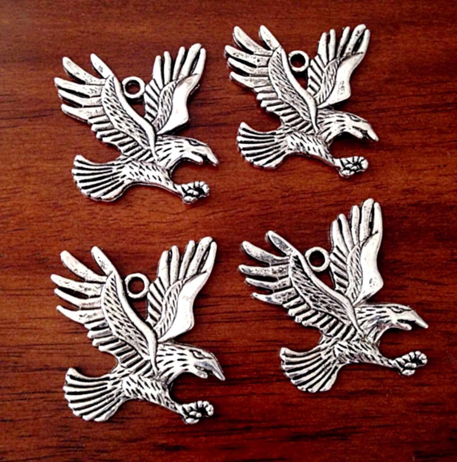 Eagle Charms, 15pcs, Eagle Pendants, Antique Silver Charms, American Eagle Charms, Bald Eagle Charm, Bird Charms, Hawk Charms, Findings
