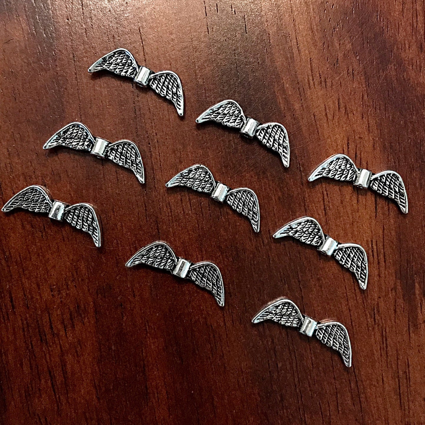 25pcs, Angel Wing Charms, Antique Silver Charms, Silver Wing Charms, Spacer Charms, Spacer Wings, Connector Charm, Double Sided, Findings
