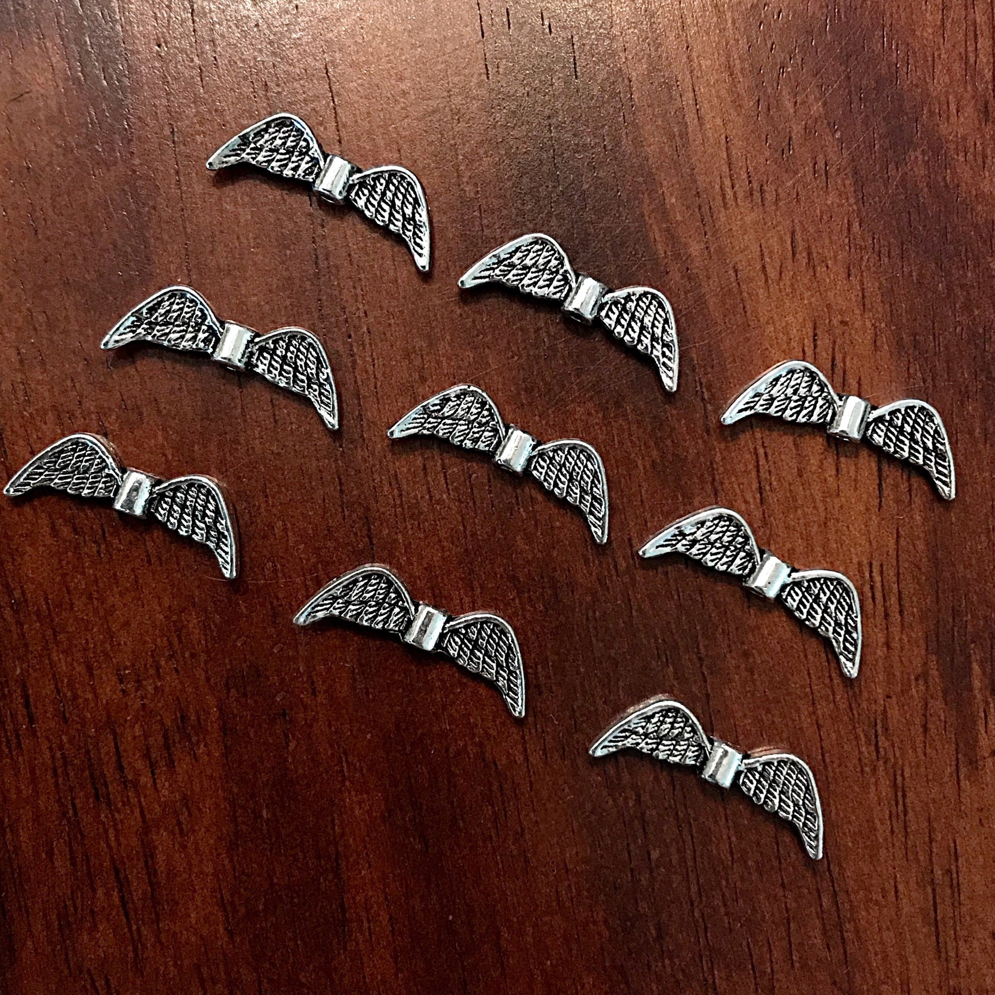 25pcs, Angel Wing Charms, Antique Silver Charms, Silver Wing Charms, Spacer Charms, Spacer Wings, Connector Charm, Double Sided, Findings