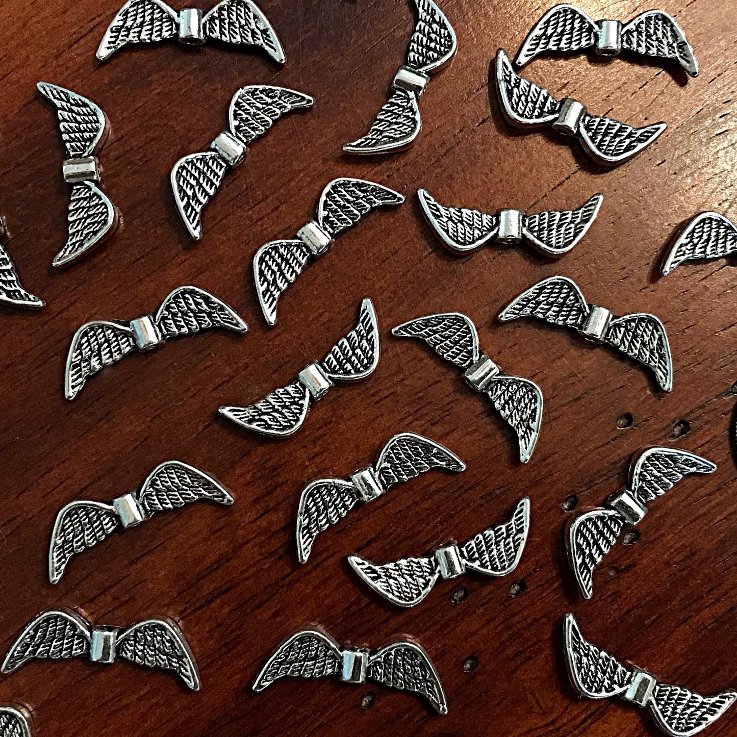 25pcs, Angel Wing Charms, Antique Silver Charms, Silver Wing Charms, Spacer Charms, Spacer Wings, Connector Charm, Double Sided, Findings