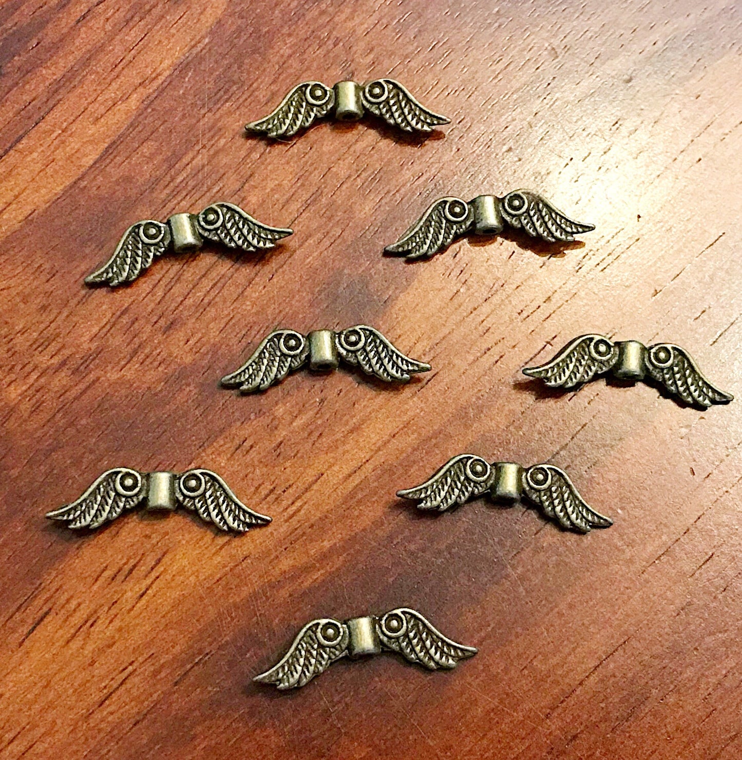 Bulk 25 Spacer Wing Charms, Angel Wing Charms, Antique Bronze Charms, Connector Charms, Spacer Beads, Bronze Connector Wing Charms, Findings