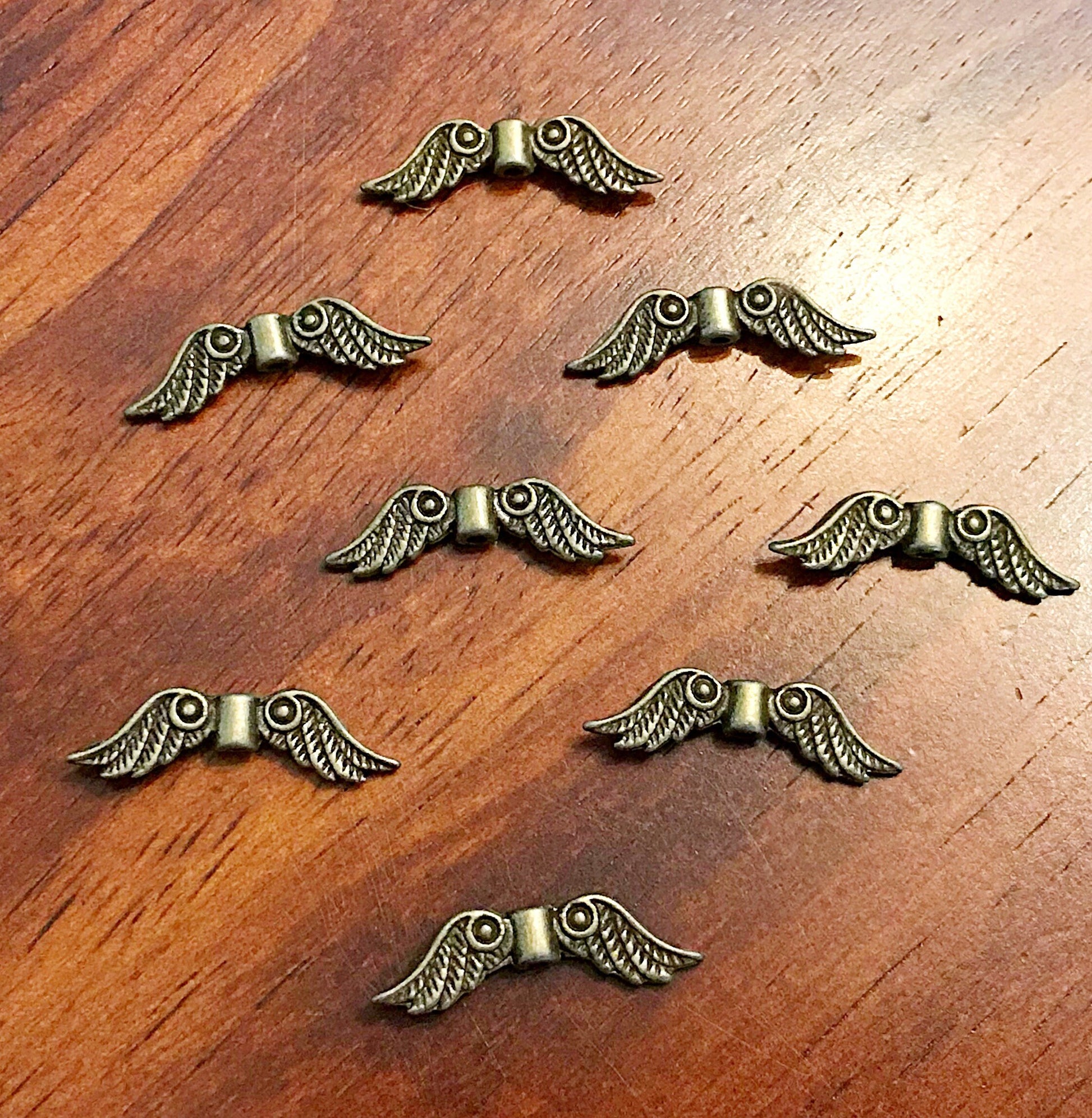 Bulk 25 Spacer Wing Charms, Angel Wing Charms, Antique Bronze Charms, Connector Charms, Spacer Beads, Bronze Connector Wing Charms, Findings