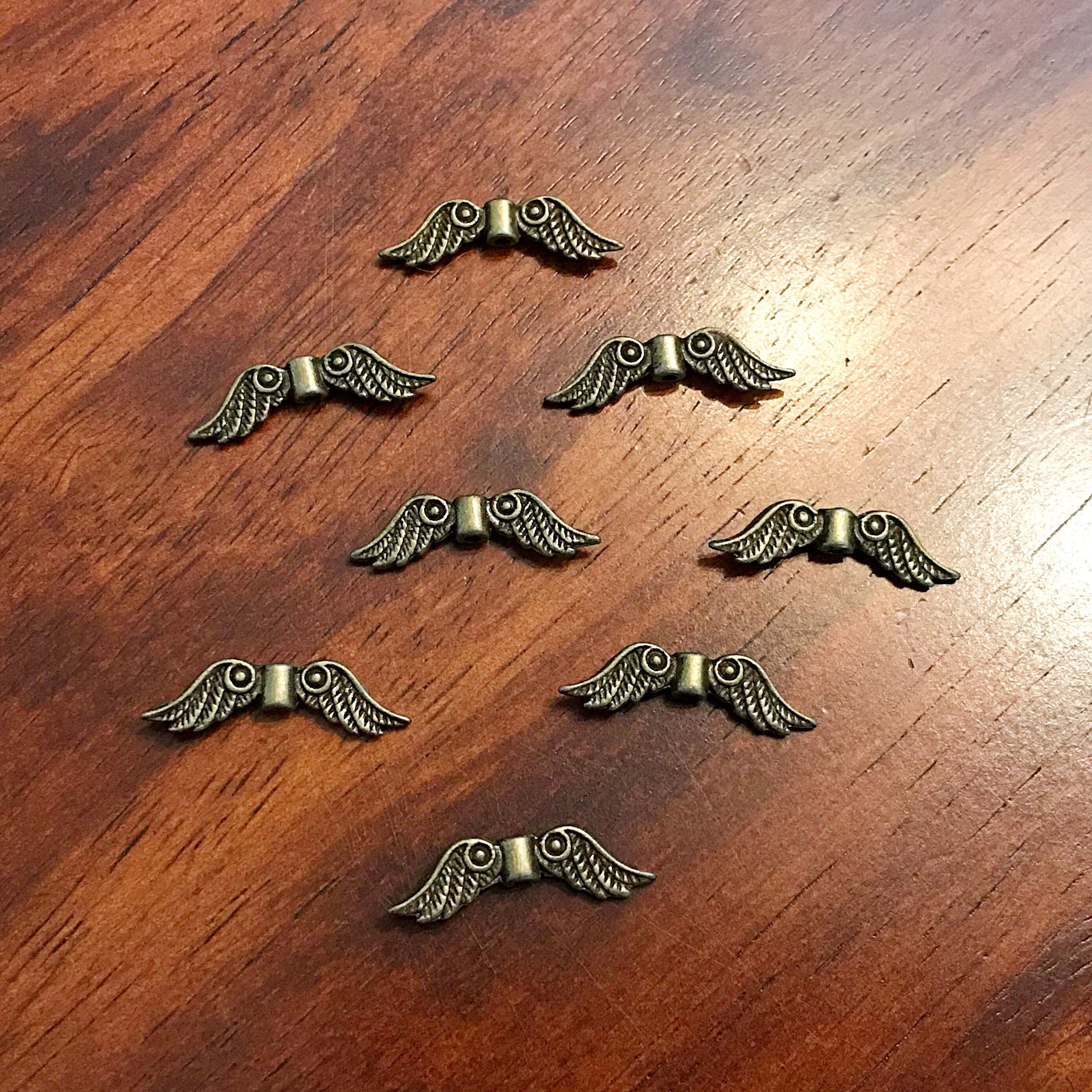 Bulk 25 Spacer Wing Charms, Angel Wing Charms, Antique Bronze Charms, Connector Charms, Spacer Beads, Bronze Connector Wing Charms, Findings