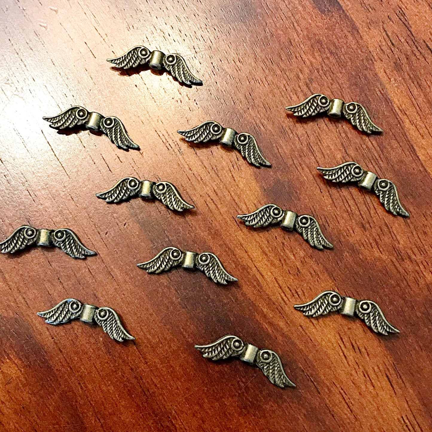 Bulk 25 Spacer Wing Charms, Angel Wing Charms, Antique Bronze Charms, Connector Charms, Spacer Beads, Bronze Connector Wing Charms, Findings
