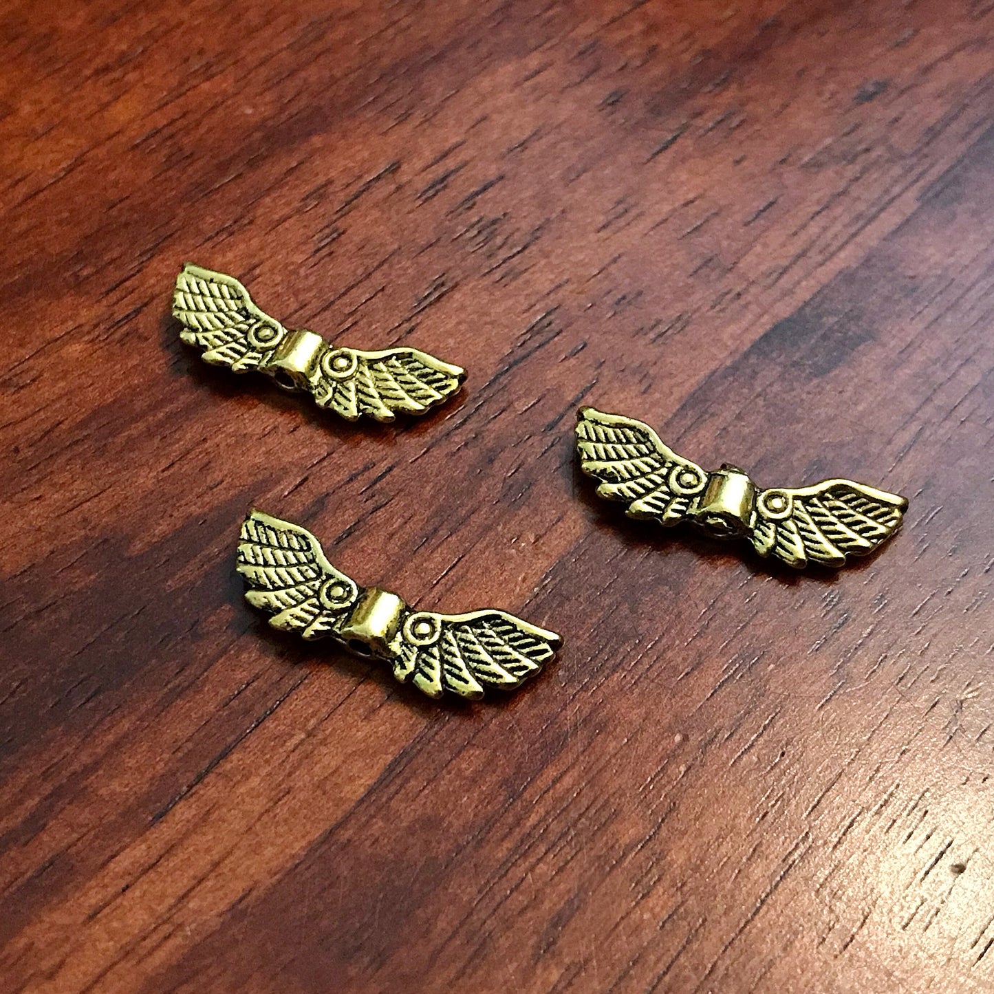 25pcs, Spacer Charms, Angel Wing Charms, Gold Tone Spacer Charms, Spacer Beads, Wing Connector Charms, Double Sided, Findings