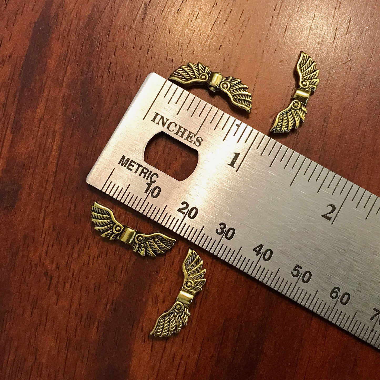 25pcs, Spacer Charms, Angel Wing Charms, Gold Tone Spacer Charms, Spacer Beads, Wing Connector Charms, Double Sided, Findings