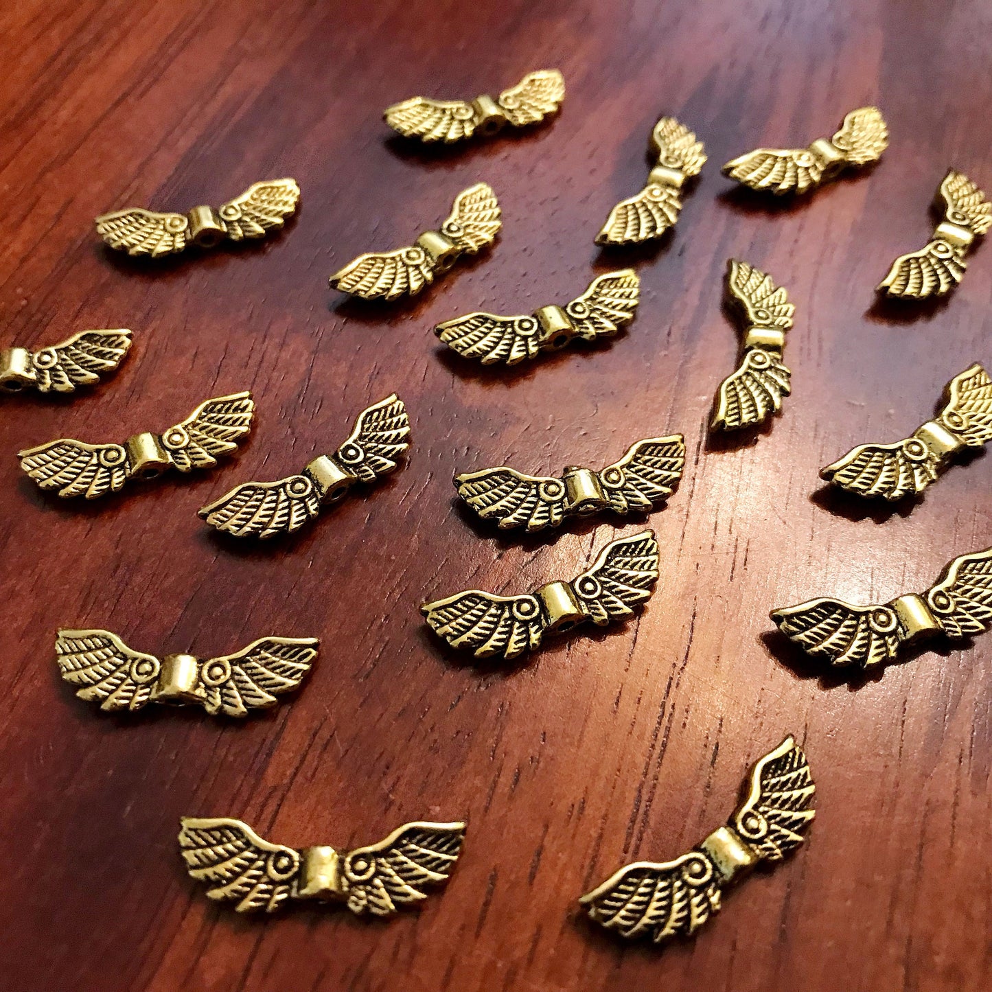 25pcs, Spacer Charms, Angel Wing Charms, Gold Tone Spacer Charms, Spacer Beads, Wing Connector Charms, Double Sided, Findings
