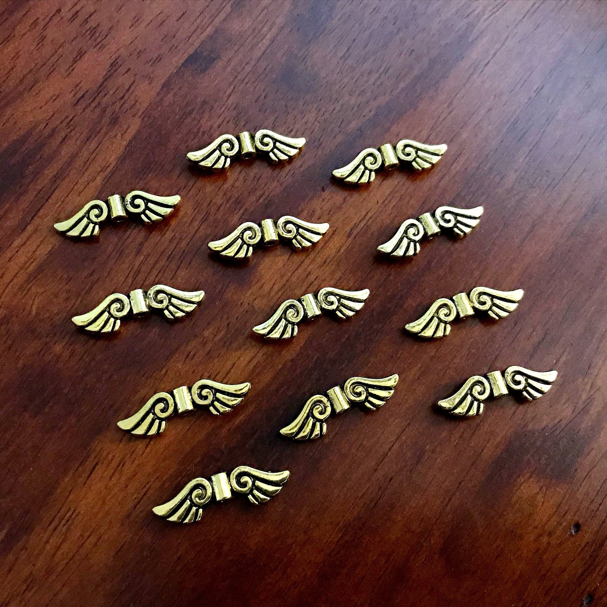 20pcs Spacer Wing Charms, Antique Gold Charms, Angel Wing Charms, Spacer Charms, Spacer Wings, Connector Charm, Double Sided, Findings