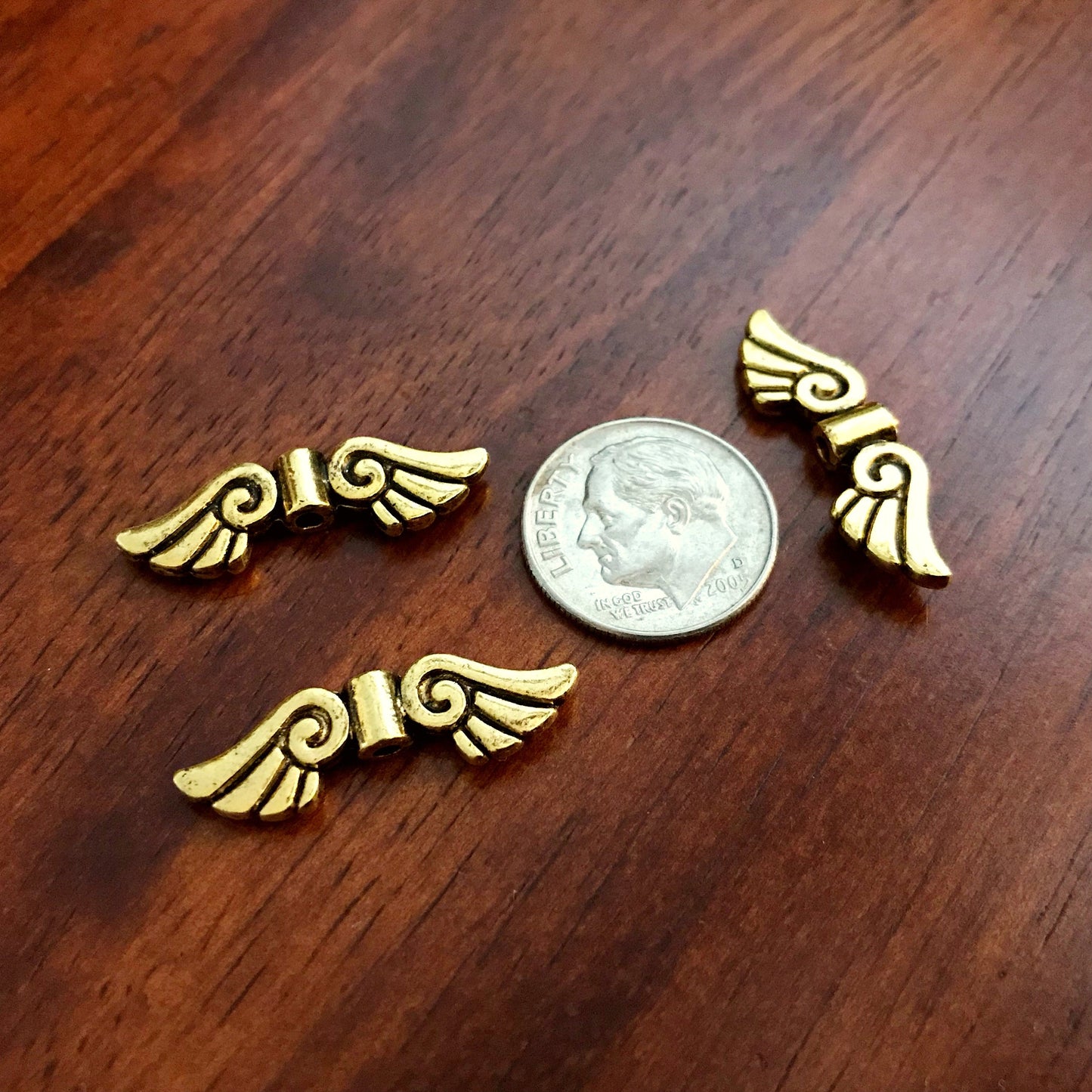 20pcs Spacer Wing Charms, Antique Gold Charms, Angel Wing Charms, Spacer Charms, Spacer Wings, Connector Charm, Double Sided, Findings