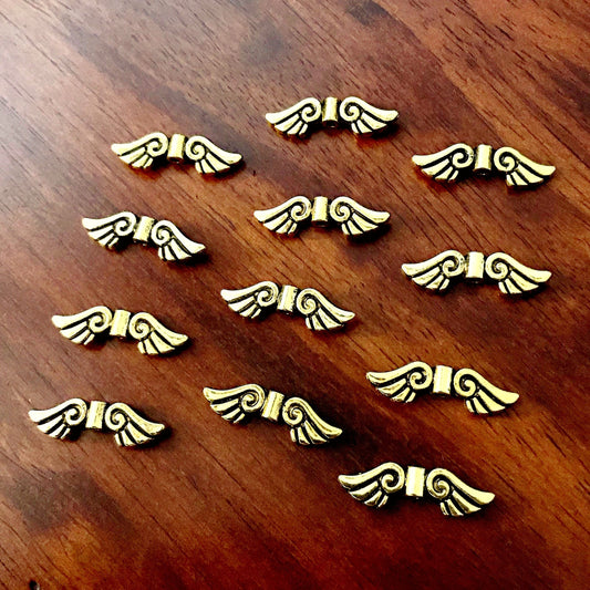 20pcs Spacer Wing Charms, Antique Gold Charms, Angel Wing Charms, Spacer Charms, Spacer Wings, Connector Charm, Double Sided, Findings