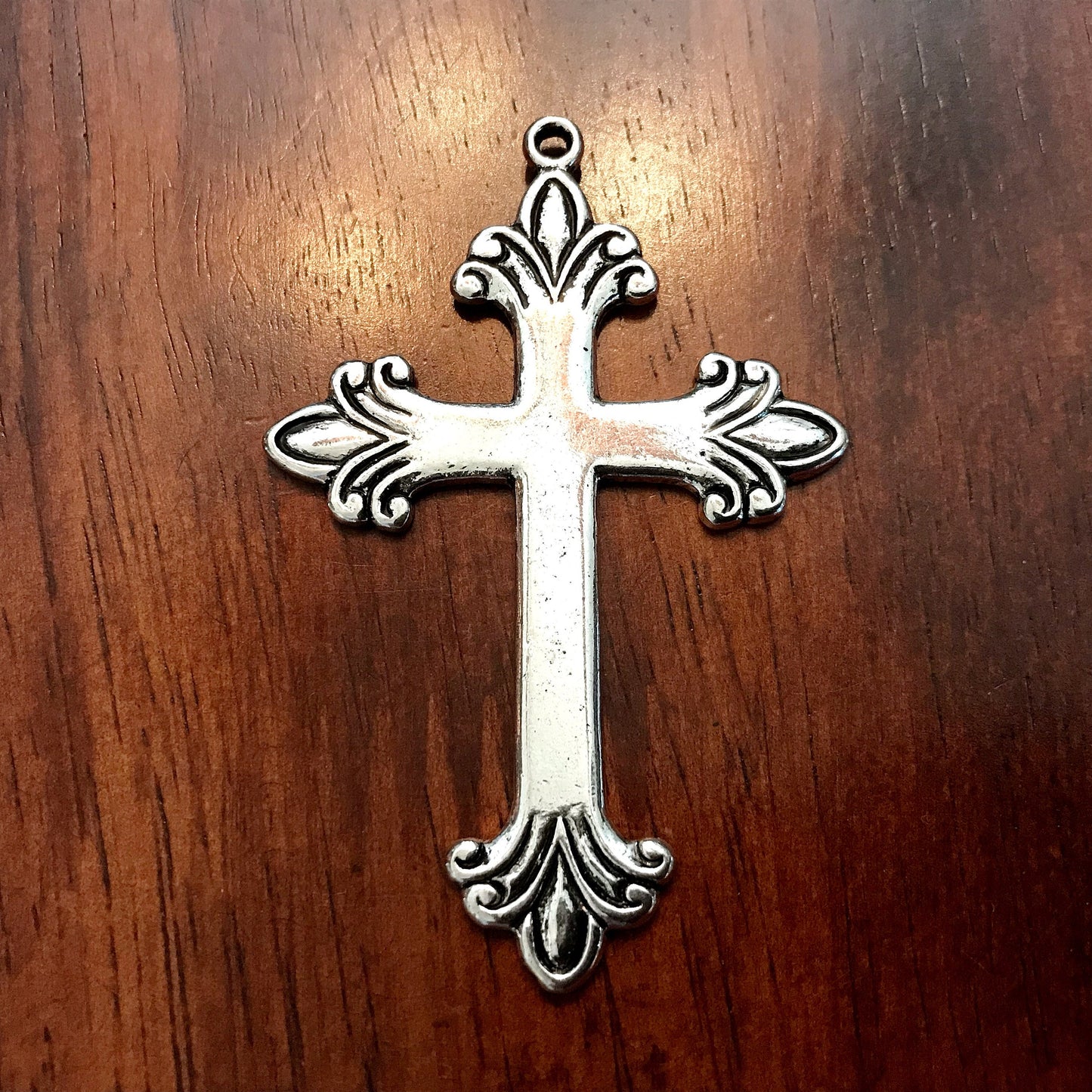 4 Large Silver Cross Pendants, Cross Charms, Antique Silver Cross Pendant, Fancy Cross Pendants, Rosary Cross, Rosary Charms, Findings