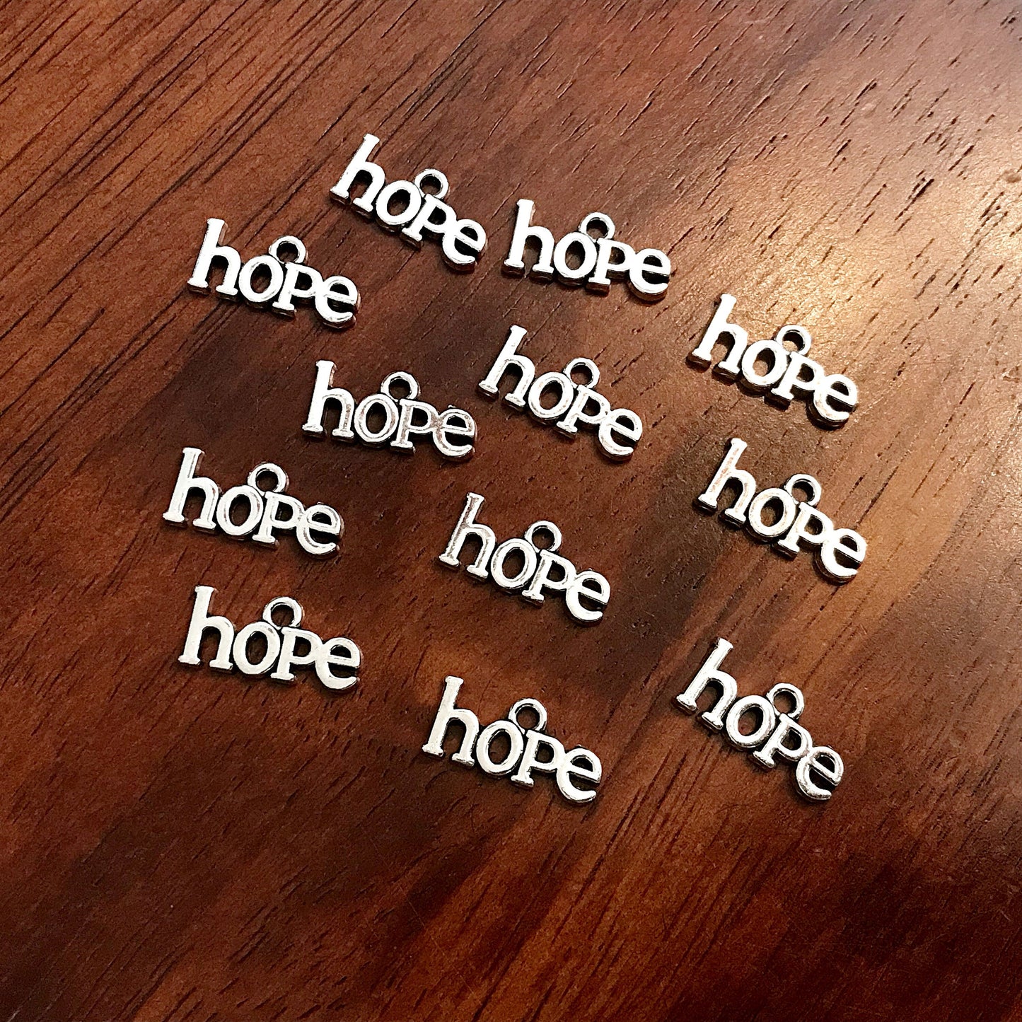 Hope Charms, 40pcs, Antique Silver Hope Charms, Silver Hope Charms, Cancer Awareness Charms, Hope Ribbon Charms, Word Hope Charms, Findings