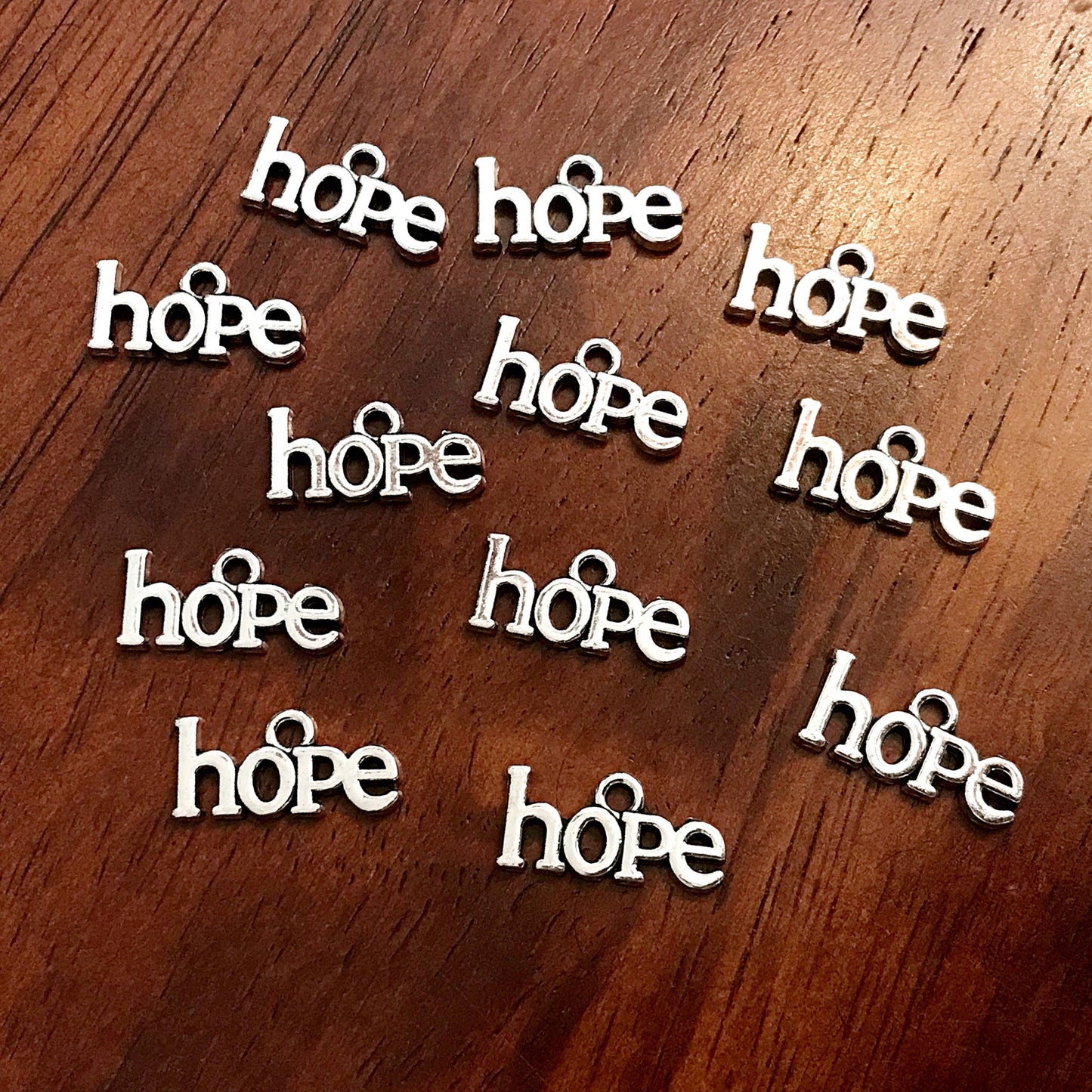 25pcs, Hope Charms, Antique Silver Charms, Silver Hope Charms, Cancer Awareness Charms, Hope Ribbon Charms, Word Hope Charms, Findings