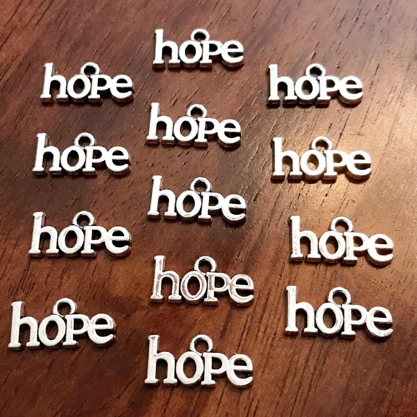Hope Charms, 40pcs, Antique Silver Hope Charms, Silver Hope Charms, Cancer Awareness Charms, Hope Ribbon Charms, Word Hope Charms, Findings