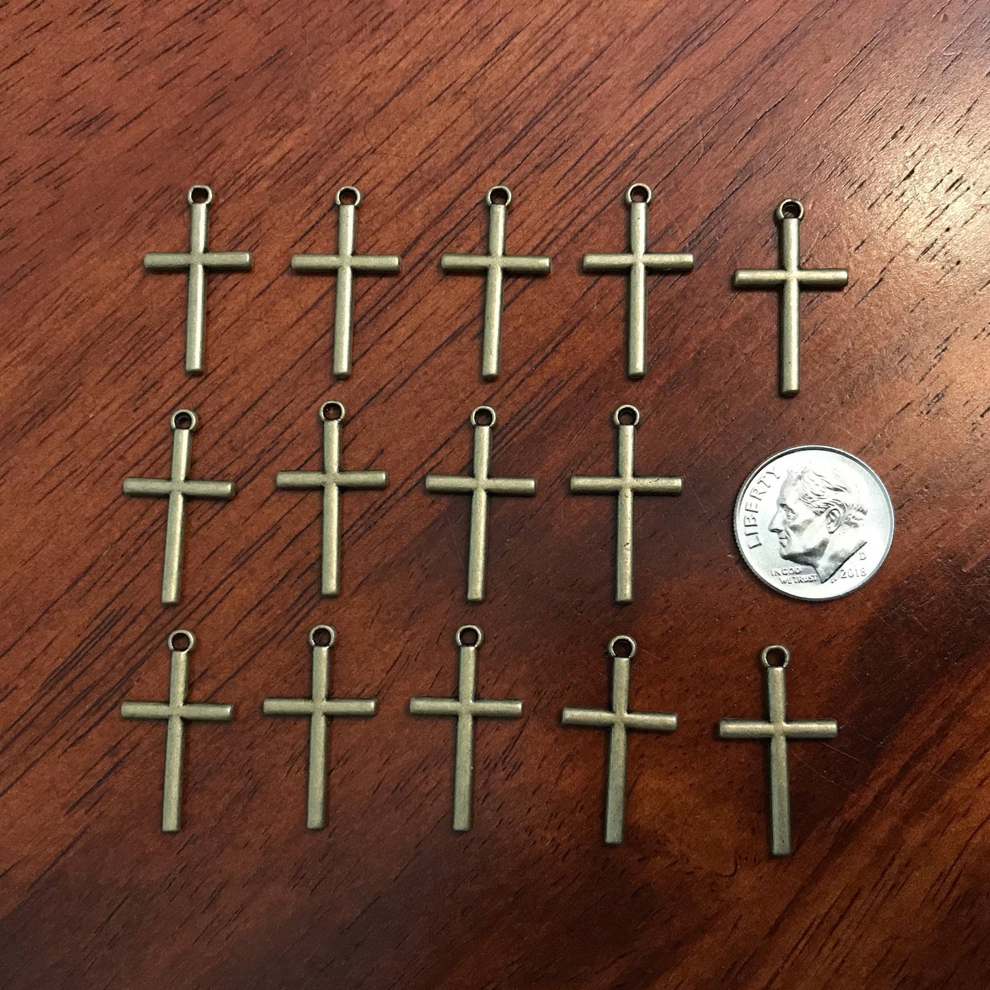 25pcs, Cross Charms, Antique Bronze Cross Charm, Crucifix Charms, Bronze Cross Pendants, Thin Cross Charms, Bronze Cross Pendants, Findings