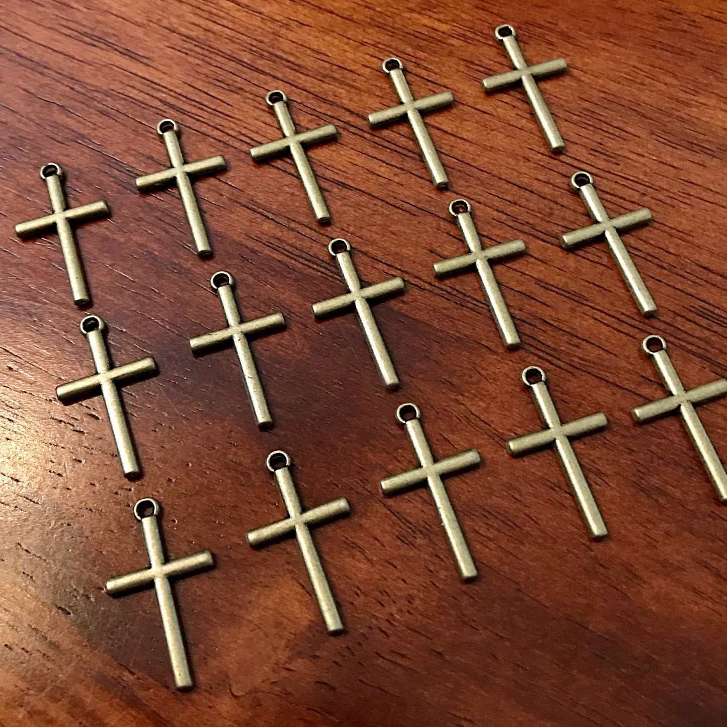 25pcs, Cross Charms, Antique Bronze Cross Charm, Crucifix Charms, Bronze Cross Pendants, Thin Cross Charms, Bronze Cross Pendants, Findings
