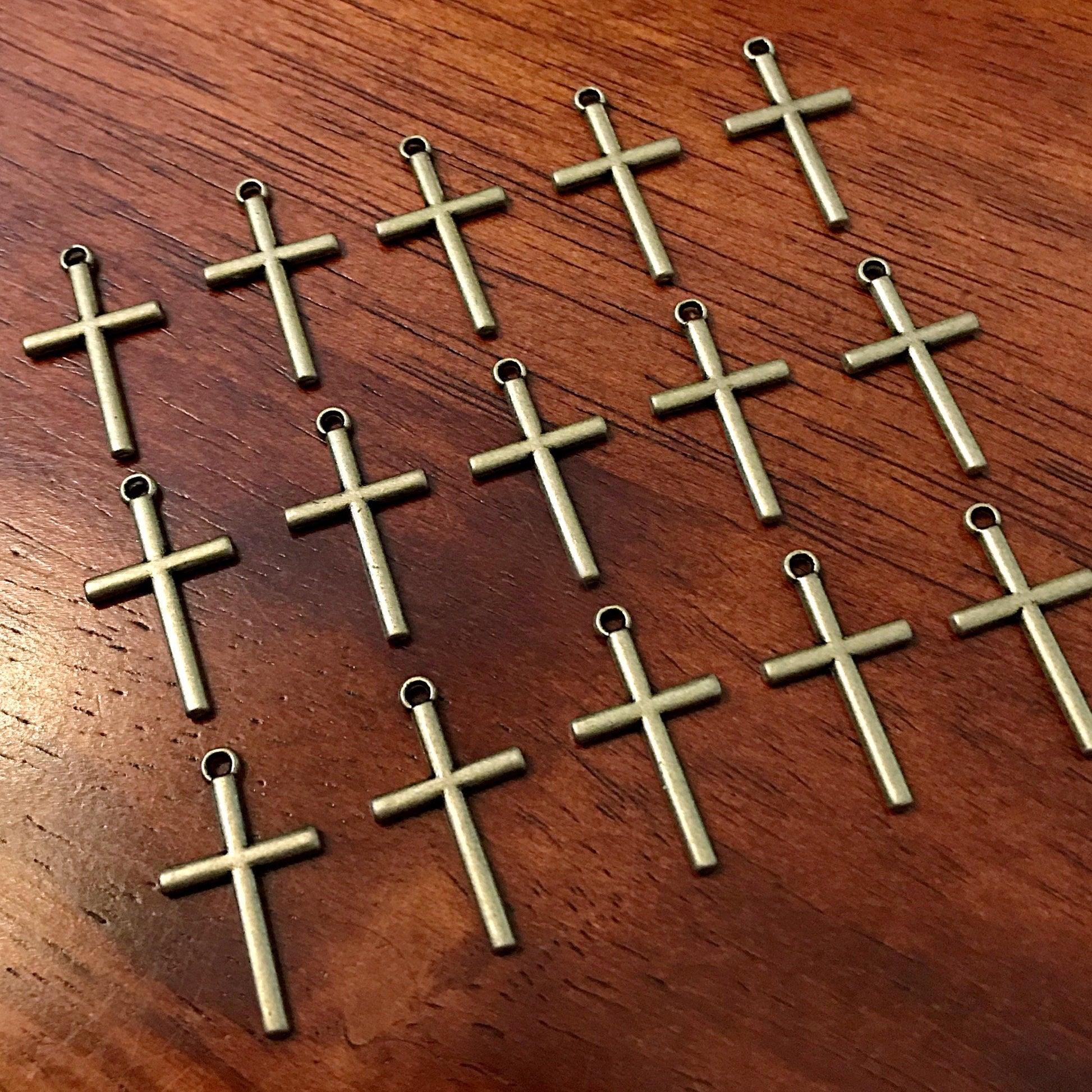 25pcs, Cross Charms, Antique Bronze Cross Charm, Crucifix Charms, Bronze Cross Pendants, Thin Cross Charms, Bronze Cross Pendants, Findings
