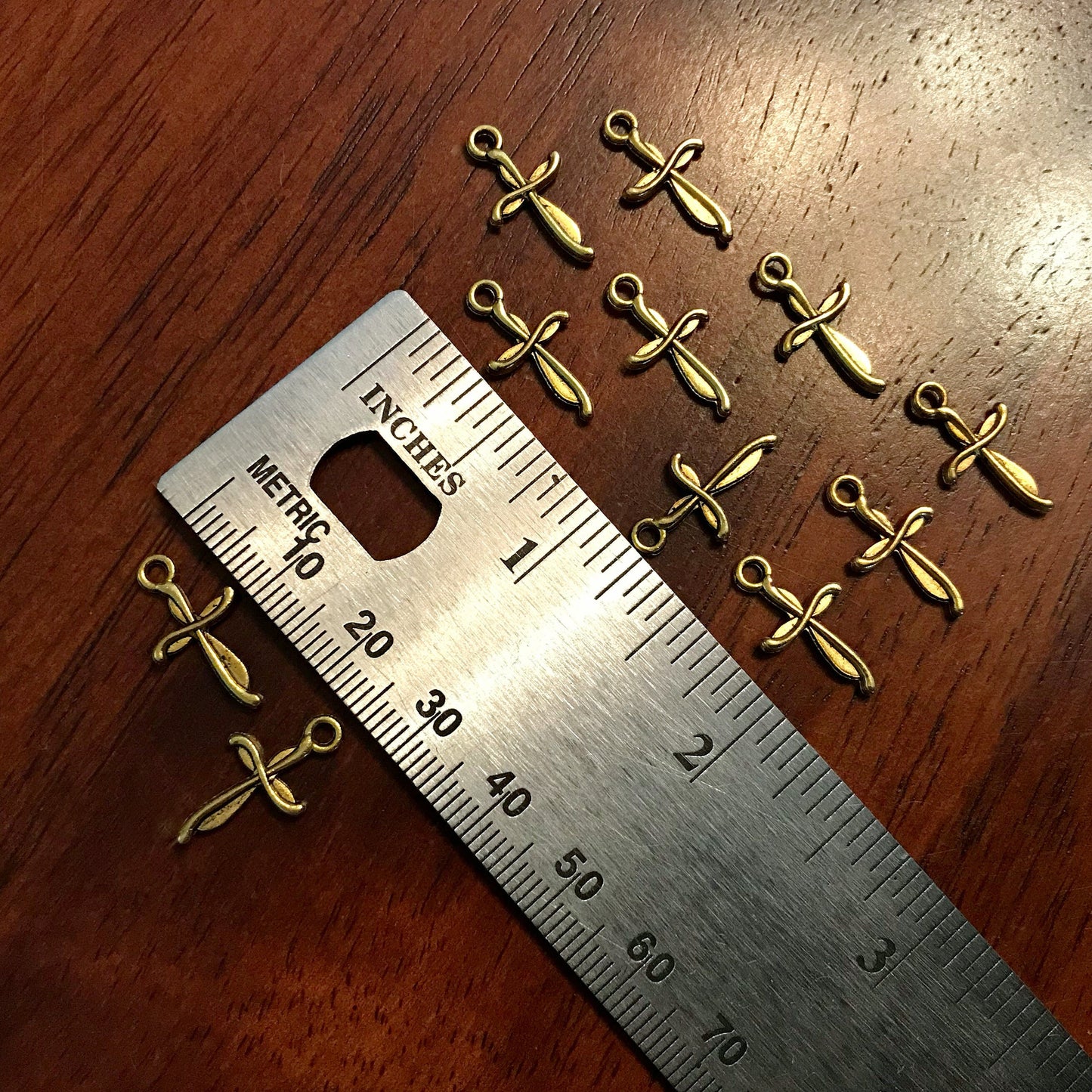 25pcs, Gold Cross Charms, Antique Gold Cross, Cross Charms, Double Sided Cross Charms, Tiny Gold Cross Charms, Fancy Cross Charms, Findings