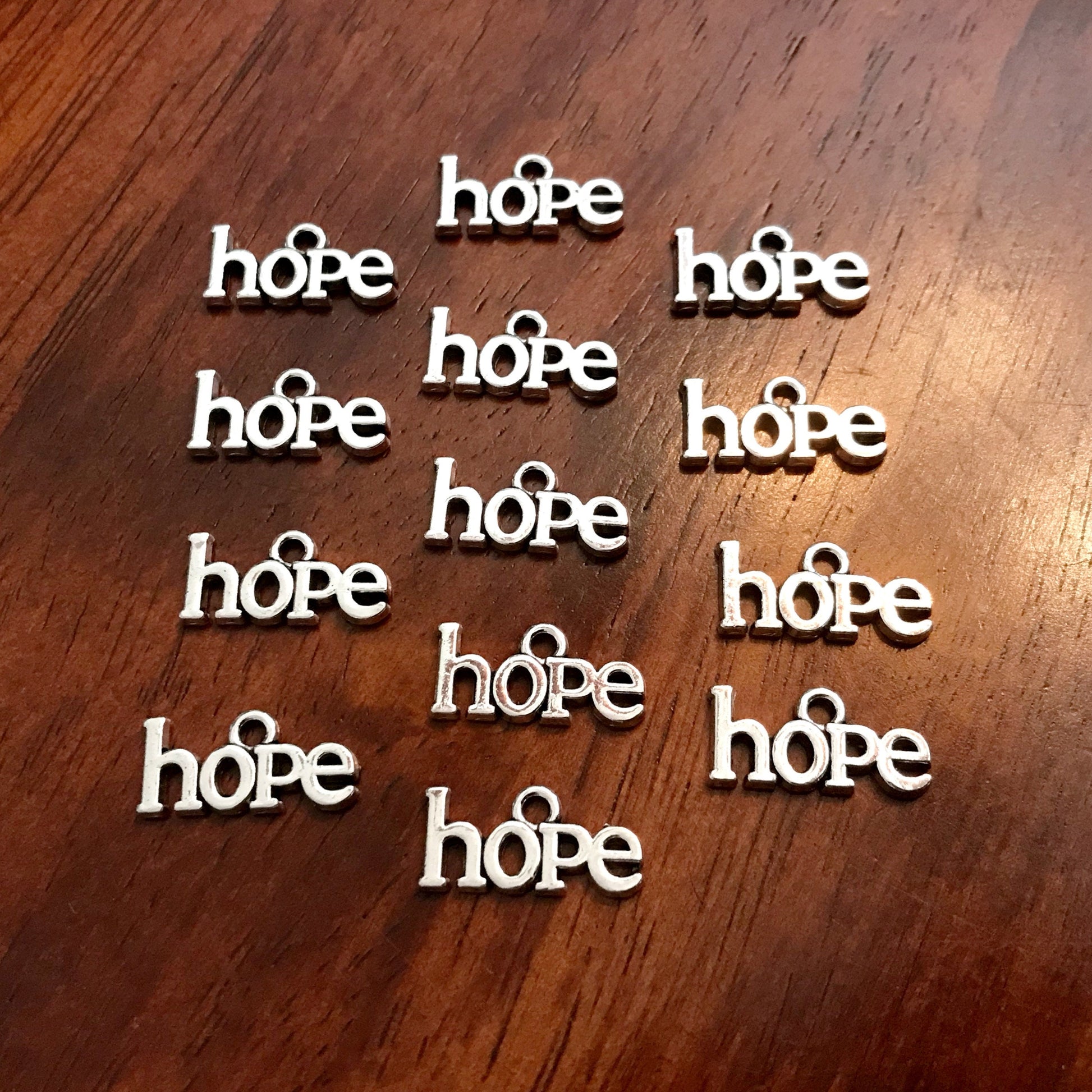 Hope Charms, 40pcs, Antique Silver Hope Charms, Silver Hope Charms, Cancer Awareness Charms, Hope Ribbon Charms, Word Hope Charms, Findings
