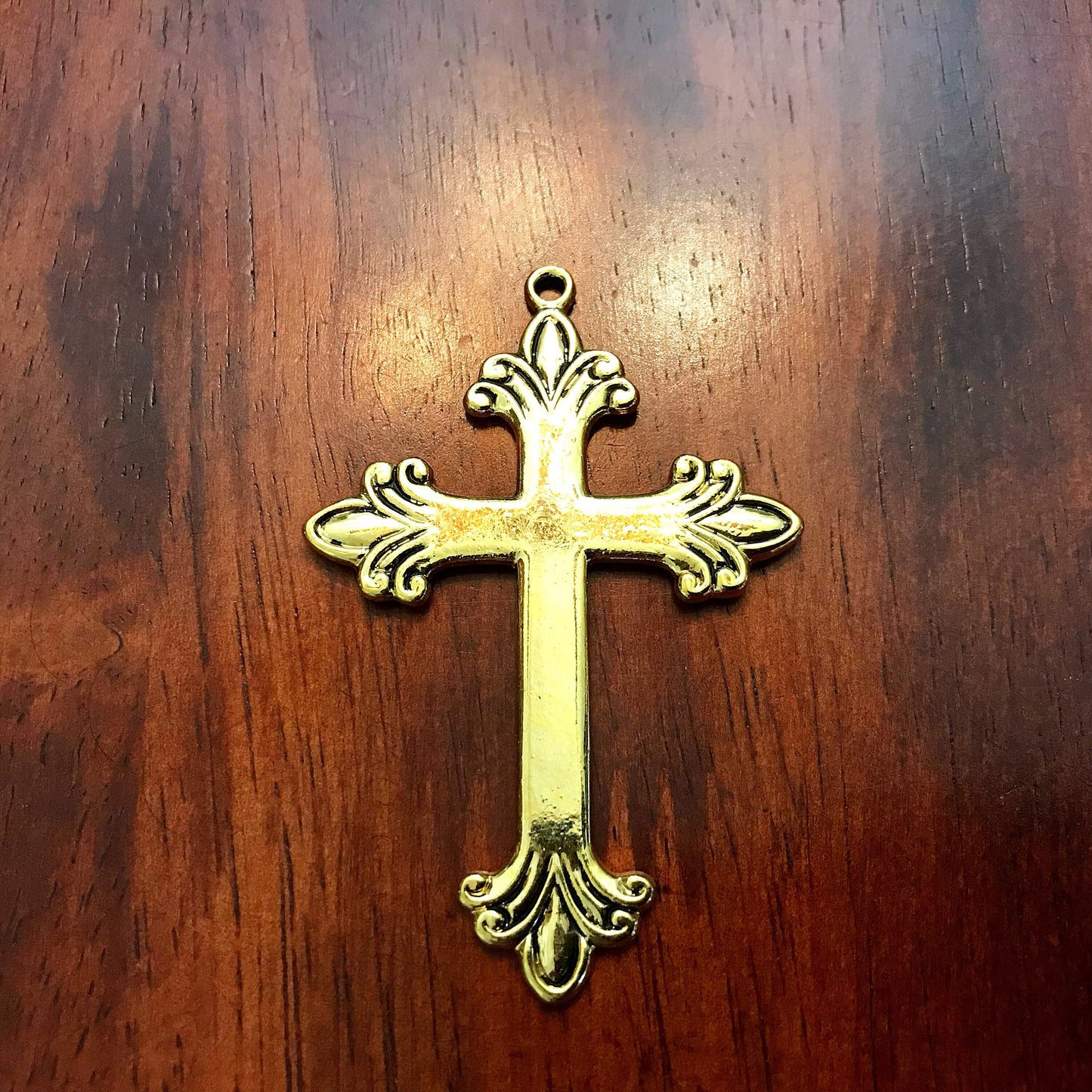 4 Large Gold Cross Pendants, Cross Charms, Antique Gold Cross Pendant, Fancy Cross Pendants, Rosary Cross, Rosary Charms, Findings