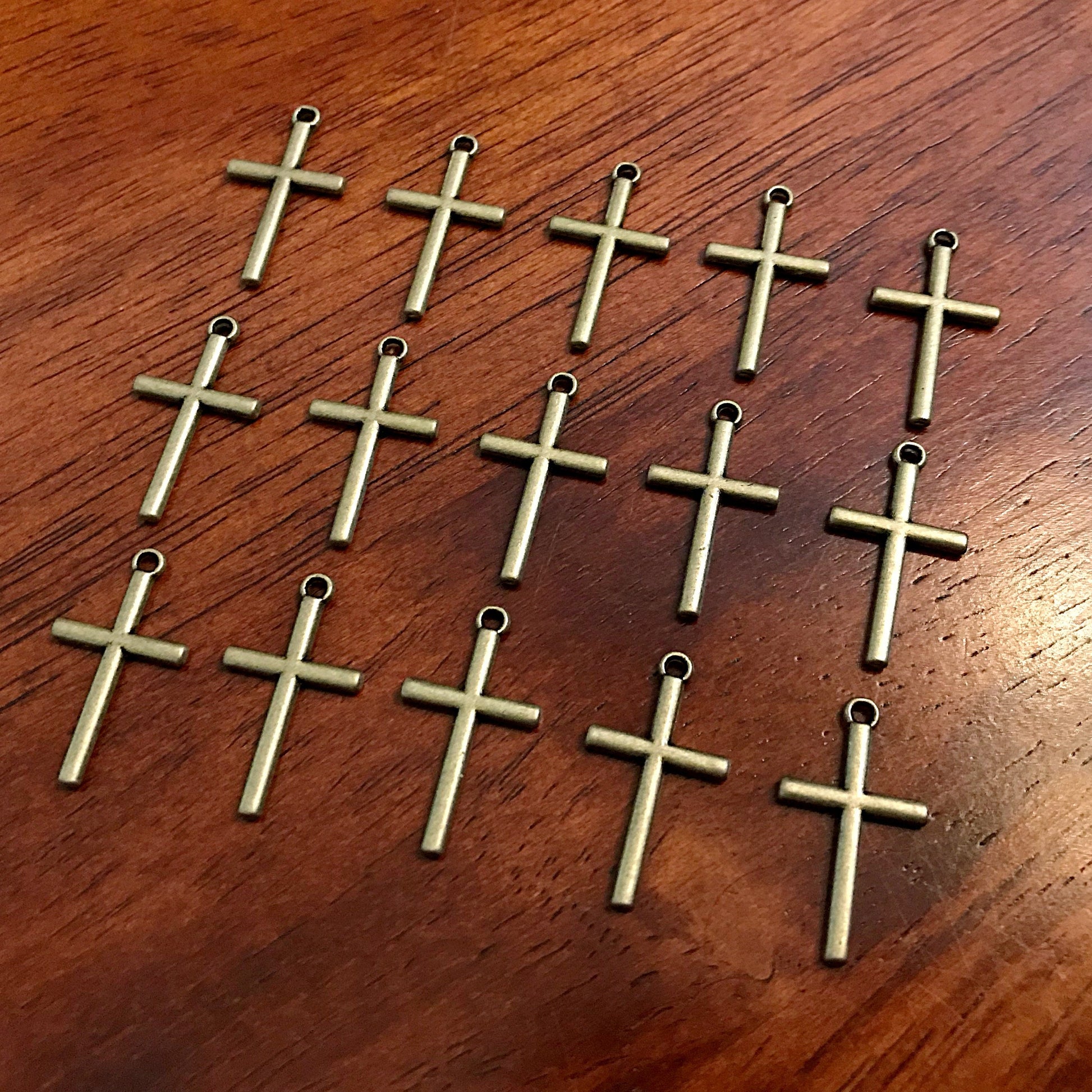 25pcs, Cross Charms, Antique Bronze Cross Charm, Crucifix Charms, Bronze Cross Pendants, Thin Cross Charms, Bronze Cross Pendants, Findings