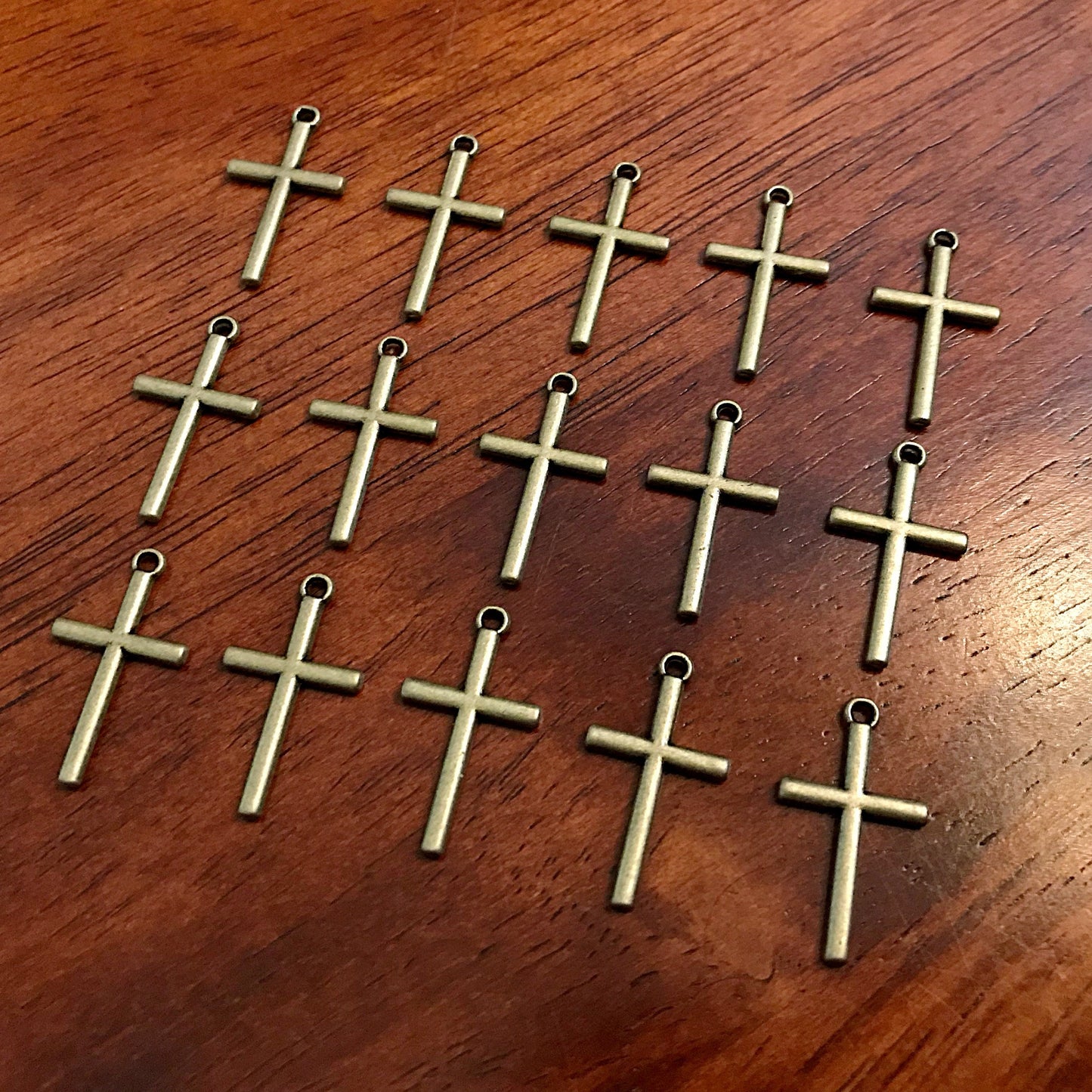 15pcs, Cross Charms, Antique Bronze Cross Charm, Crucifix Charms, Bronze Cross Pendants, Thin Cross Charms, Bronze Cross Pendants, Findings