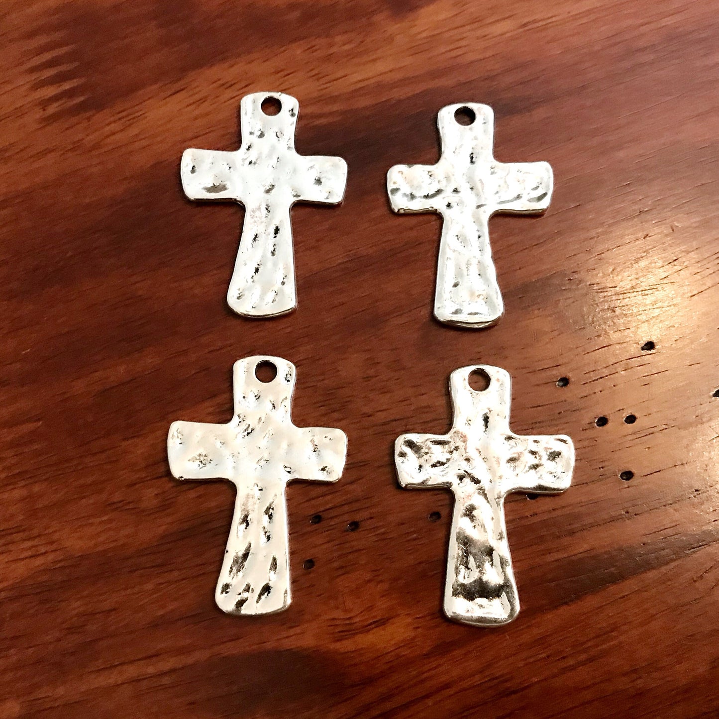 5 Large Silver Cross Pendants, Antique Silver Cross, Hammered Metal Cross, Silver Cross Charms, Large Cross Charms, Cross Pendants, Findings