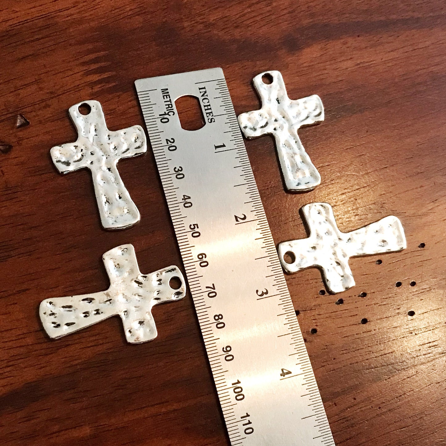 5 Large Silver Cross Pendants, Antique Silver Cross, Hammered Metal Cross, Silver Cross Charms, Large Cross Charms, Cross Pendants, Findings