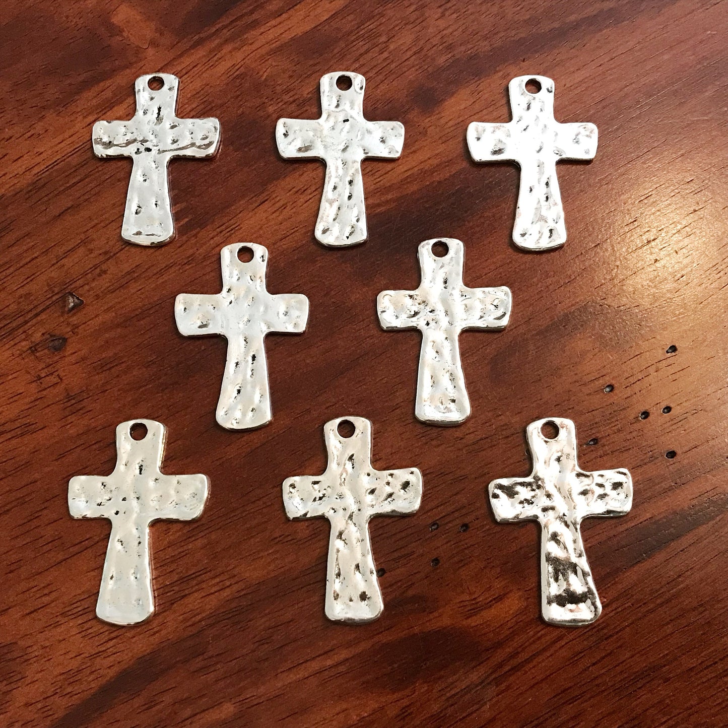 5 Large Silver Cross Pendants, Antique Silver Cross, Hammered Metal Cross, Silver Cross Charms, Large Cross Charms, Cross Pendants, Findings
