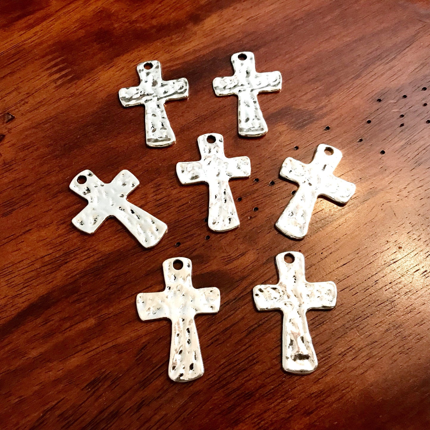 5 Large Silver Cross Pendants, Antique Silver Cross, Hammered Metal Cross, Silver Cross Charms, Large Cross Charms, Cross Pendants, Findings