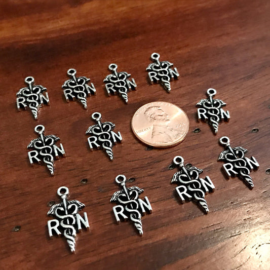 25pcs RN Charms, RN Pendants, Caduceus Charms, Nurse Charms, Registered Nurse Charms, Nursing Charms, Medical Symbol Charms, RN Caduceus