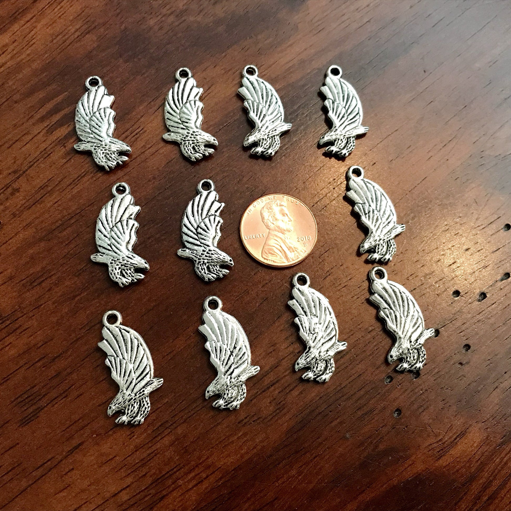 20pcs, Eagle Charms, Antique Silver Charms, Bird Charms, American Eagle Charms, Bald Eagle Charms, Double Sided Eagle Charms, Findings