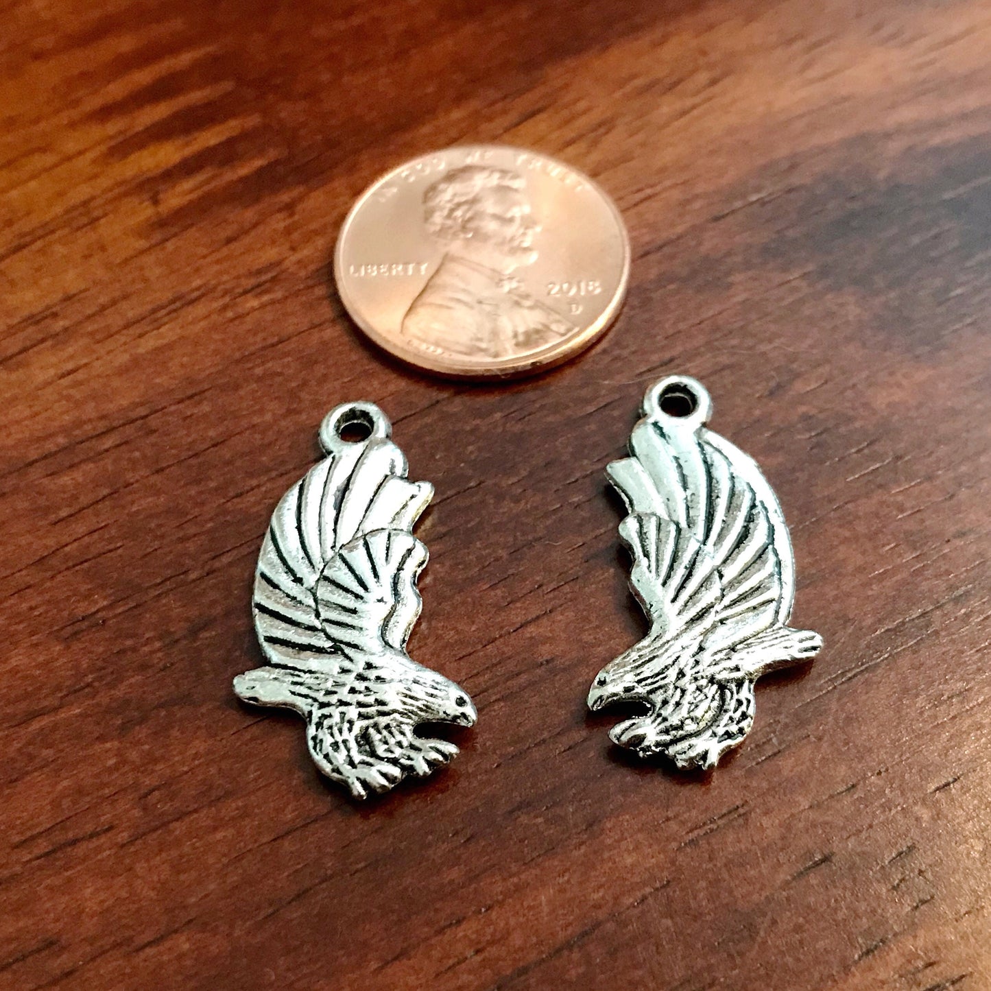 10pcs, Eagle Charms, Antique Silver Charms, Bird Charms, American Eagle Charms, Bald Eagle Charms, Double Sided Eagle Charms, Findings