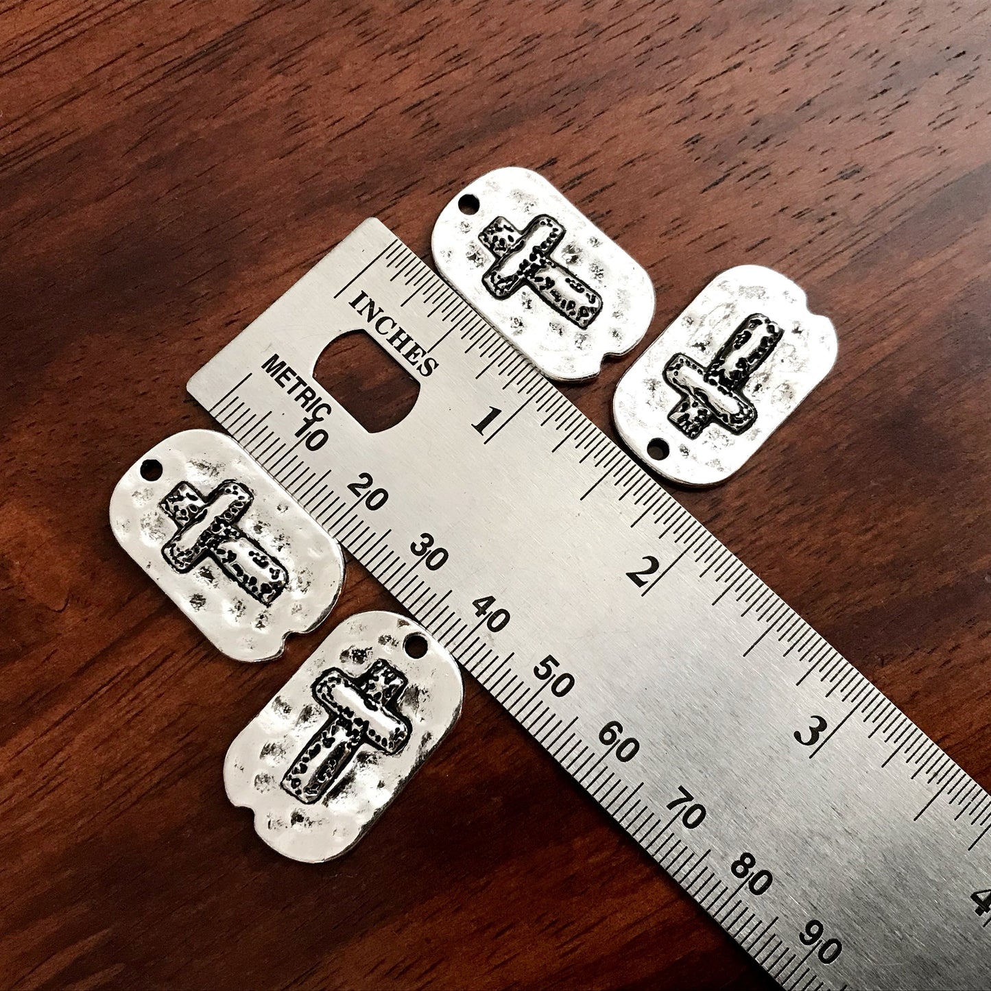 8pcs, Dog Tag Cross Charm, Large Cross Pendant, Silver Cross Charms, Hammered Cross Charms, Silver Cross Pendant, Findings